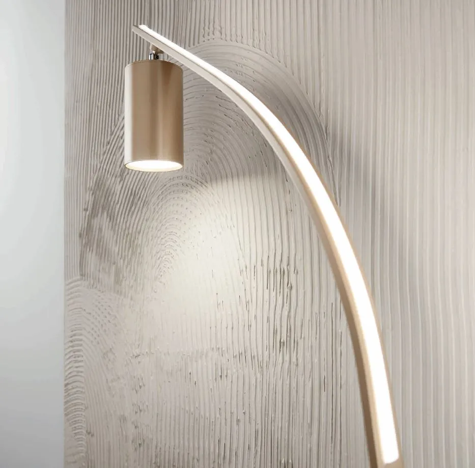 Piantana Curva Doppia Emissione Led Dimmerabile + Faretto GU10 Murga Ondaluce