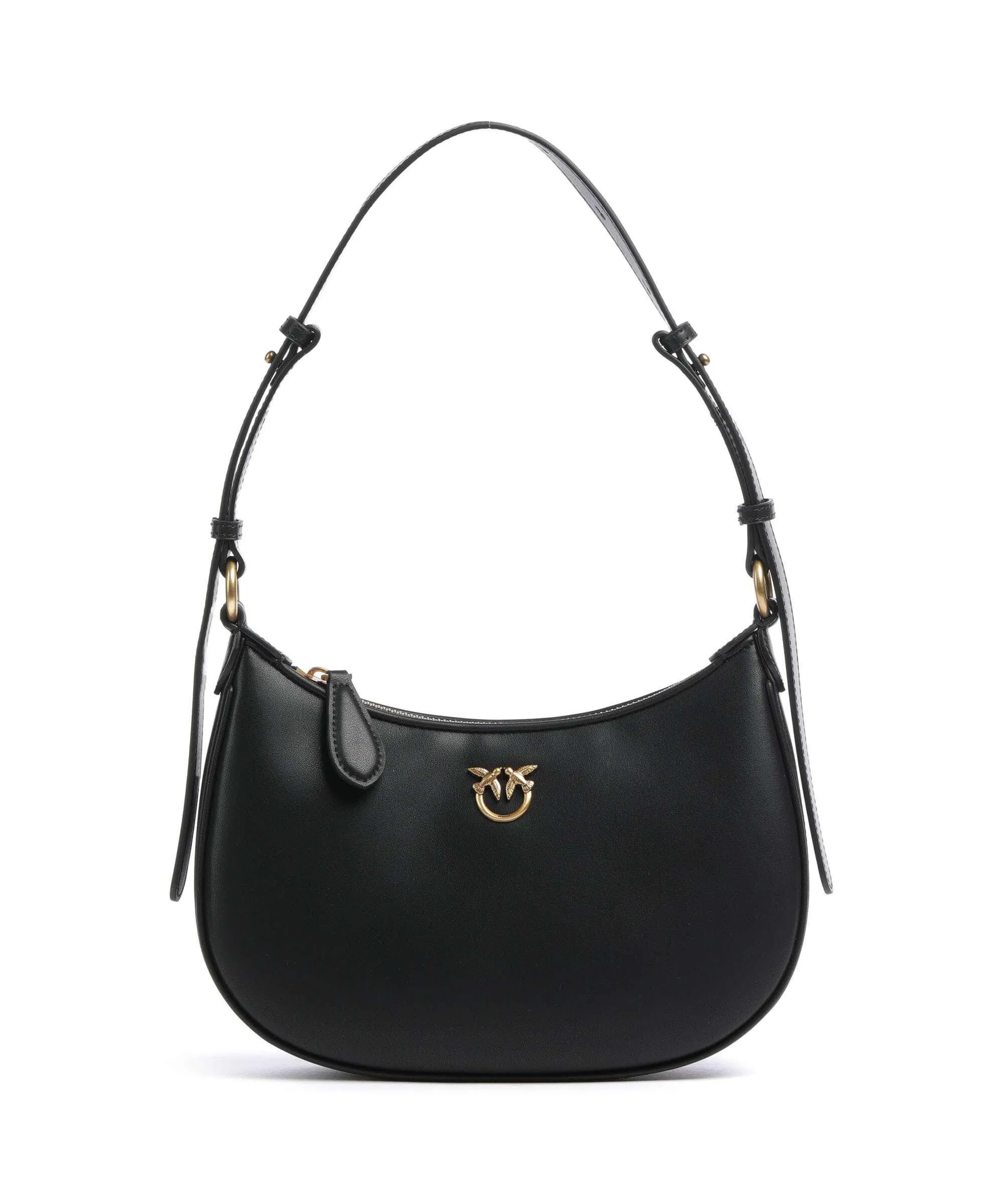  Pinko Half Moon Mini Borsa a spalla pelle di vacchetta finemente grana nero  