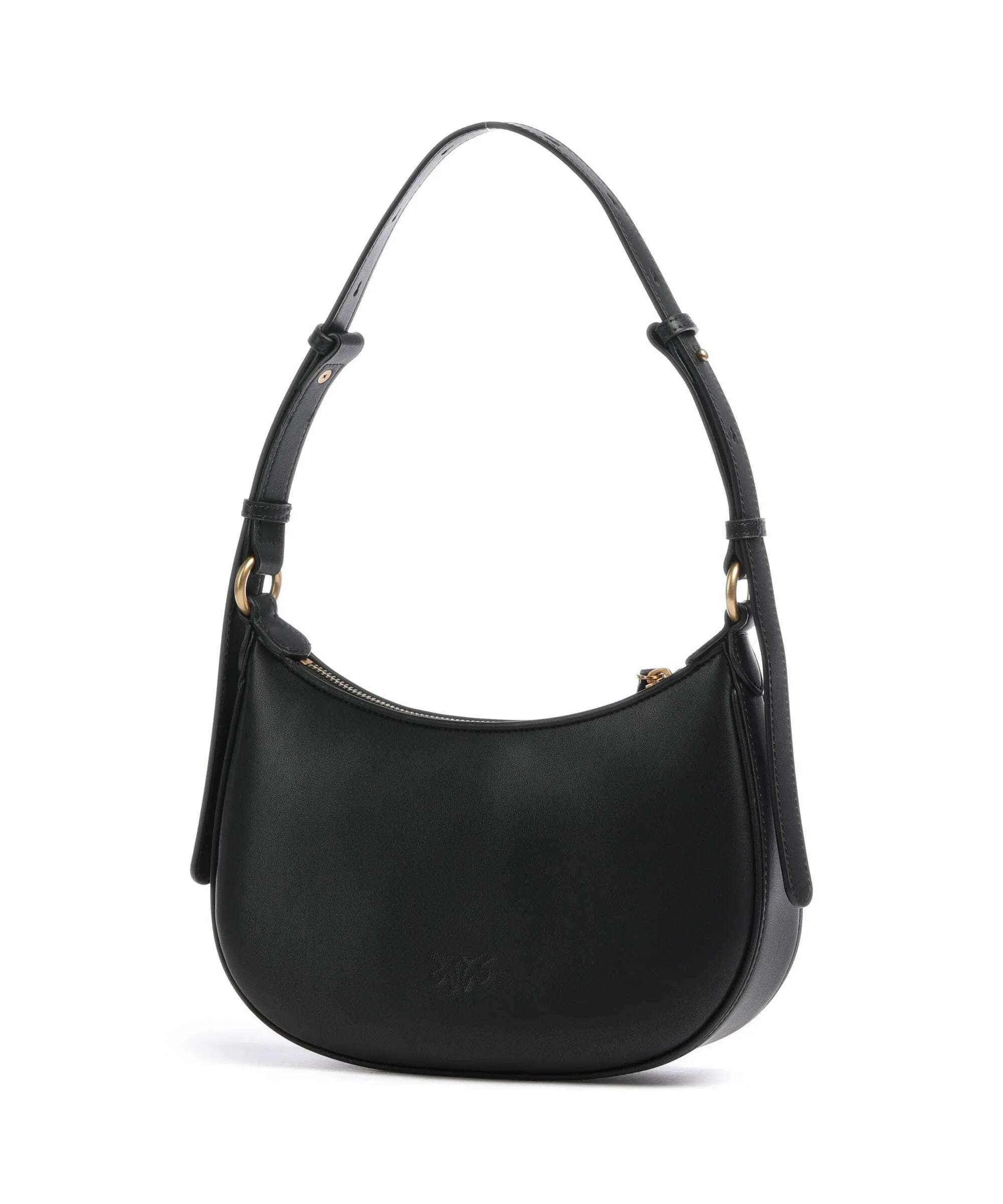  Pinko Half Moon Mini Borsa a spalla pelle di vacchetta finemente grana nero  
