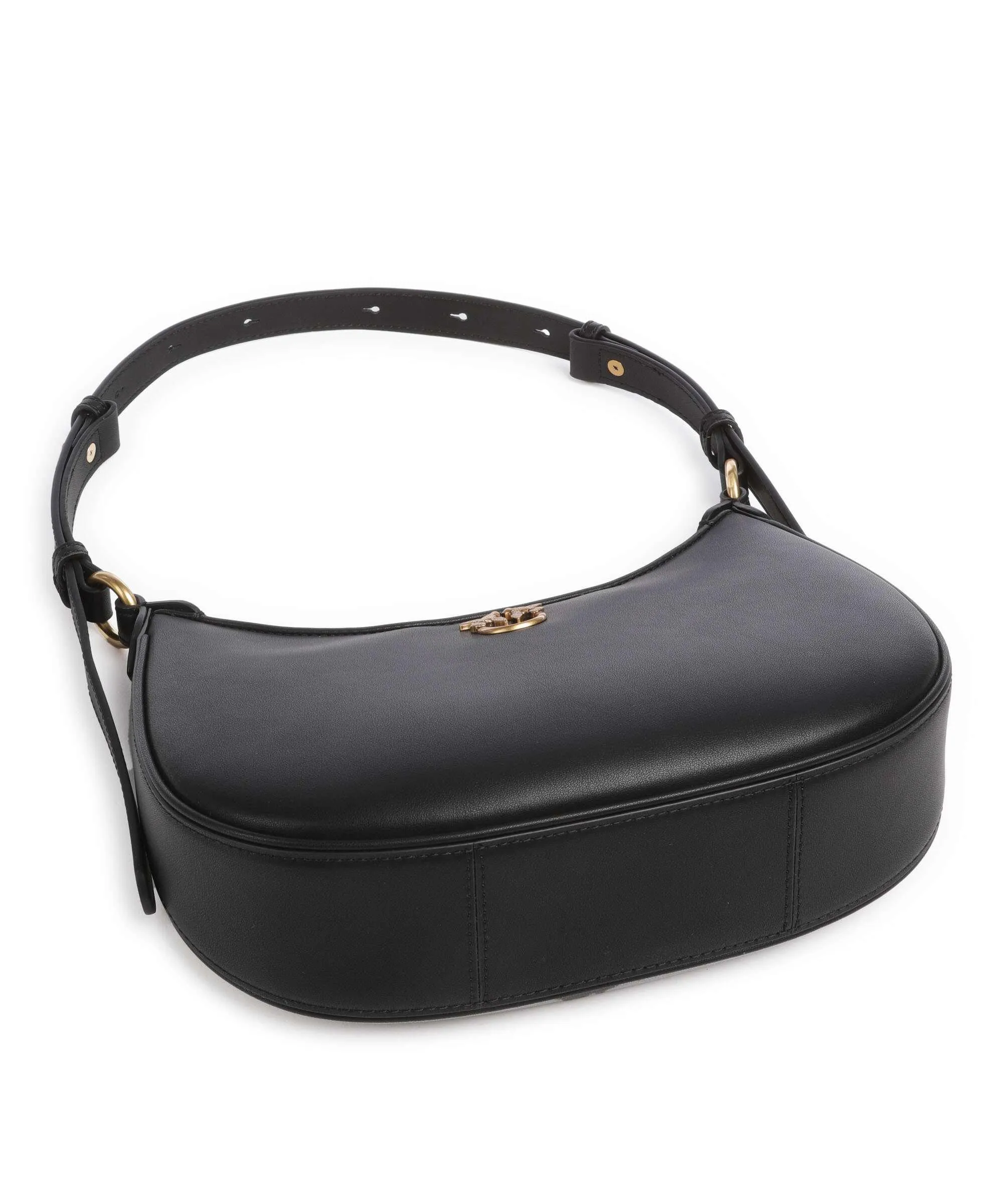  Pinko Half Moon Mini Borsa a spalla pelle di vacchetta finemente grana nero  