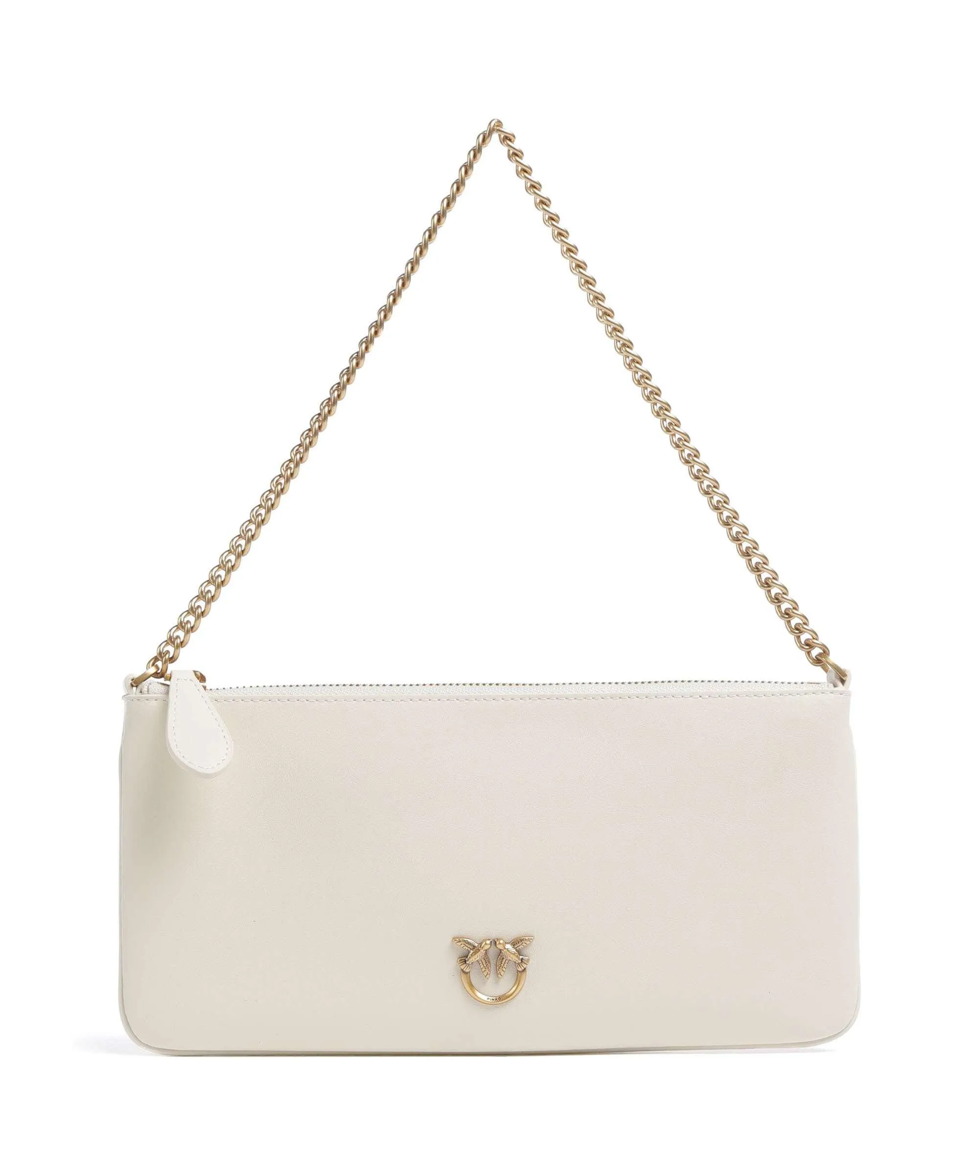  Pinko Horizontal Borsa a spalla pelle di vacchetta finemente grana avorio  