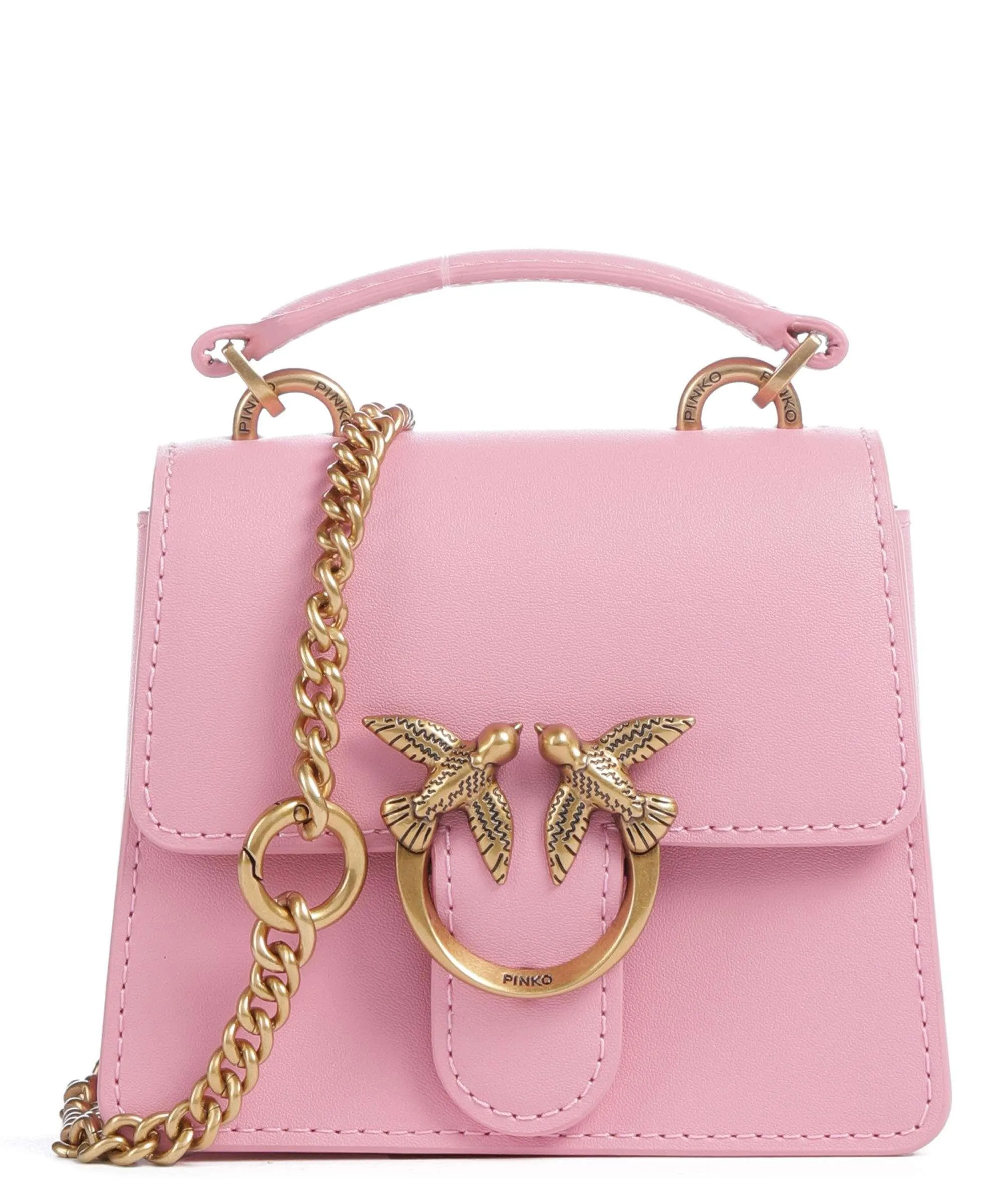  Pinko Love One Micro Borsa a tracolla pelle di vitello finemente grana rosa  
