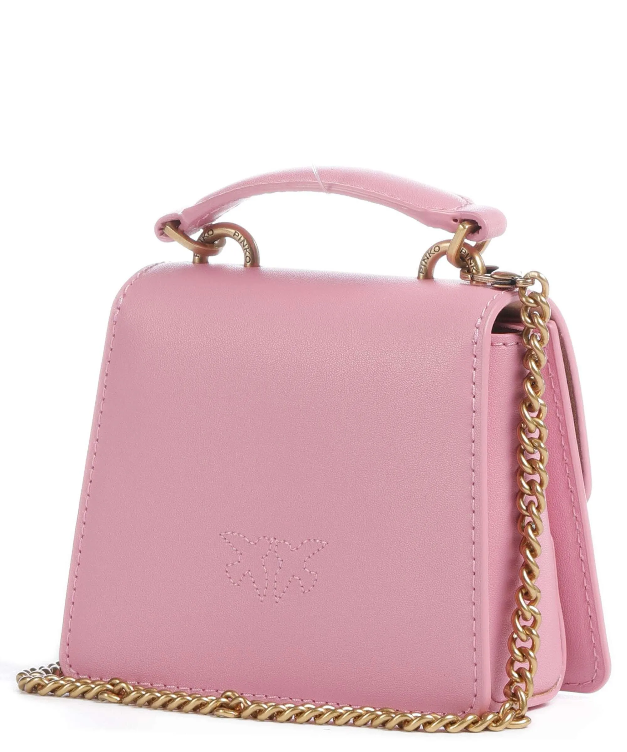  Pinko Love One Micro Borsa a tracolla pelle di vitello finemente grana rosa  