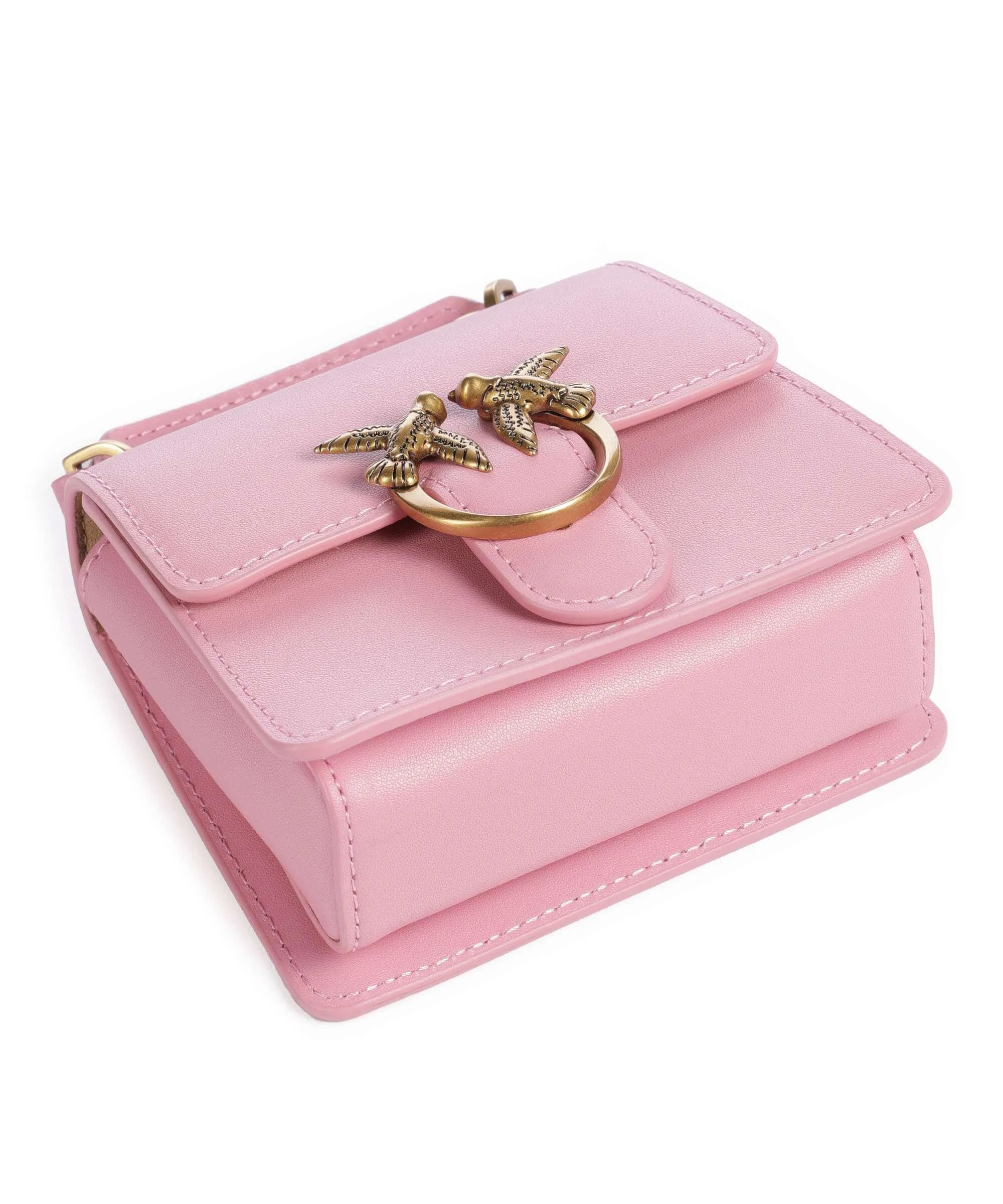  Pinko Love One Micro Borsa a tracolla pelle di vitello finemente grana rosa  