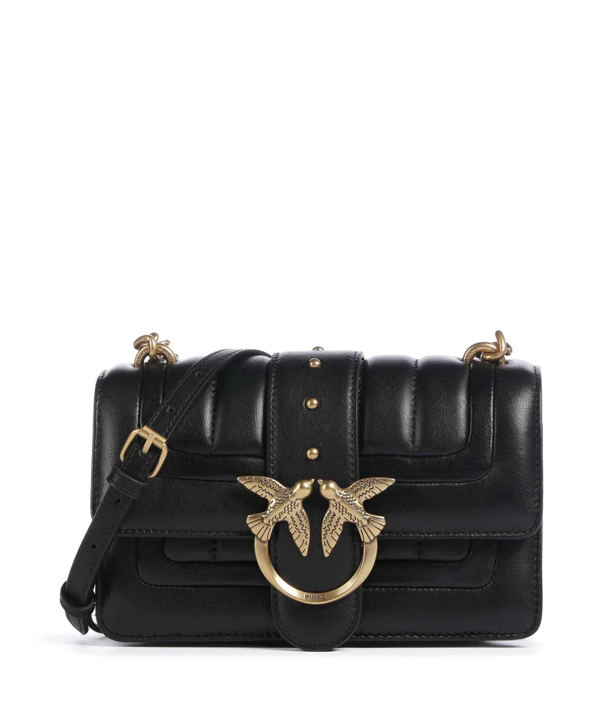  Pinko Love One Mini Borsa a tracolla pelle di pecora nero  