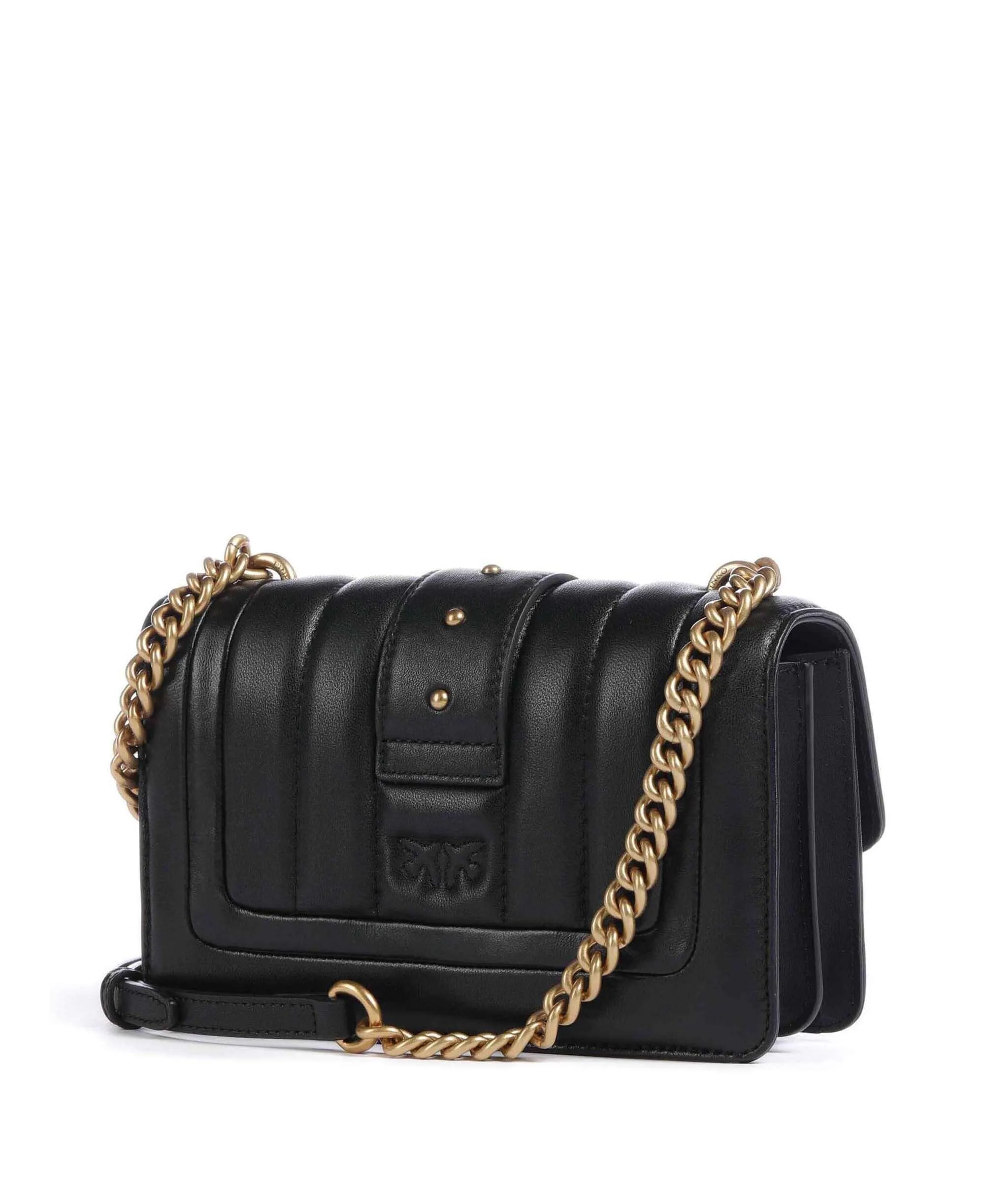  Pinko Love One Mini Borsa a tracolla pelle di pecora nero  