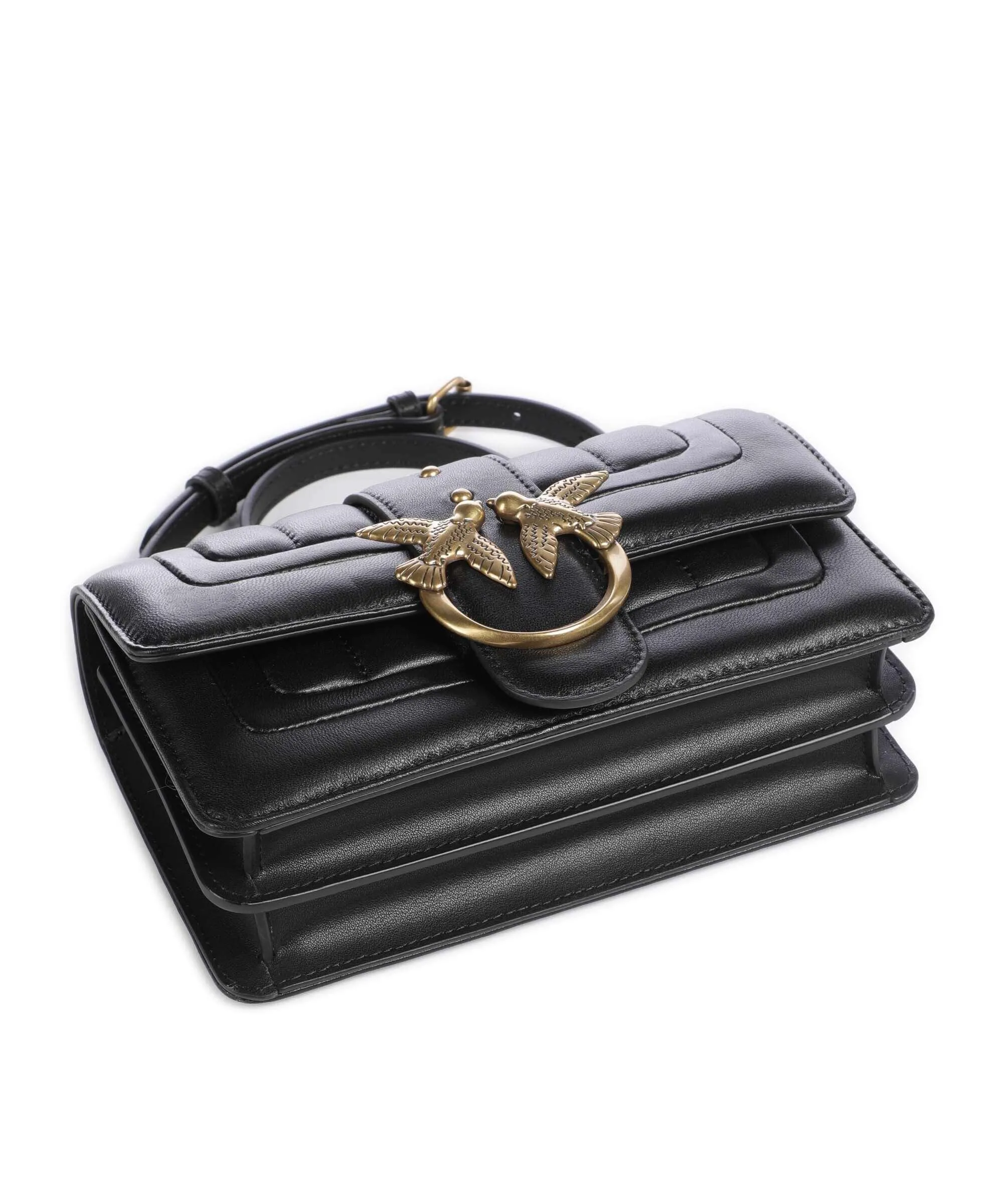  Pinko Love One Mini Borsa a tracolla pelle di pecora nero  