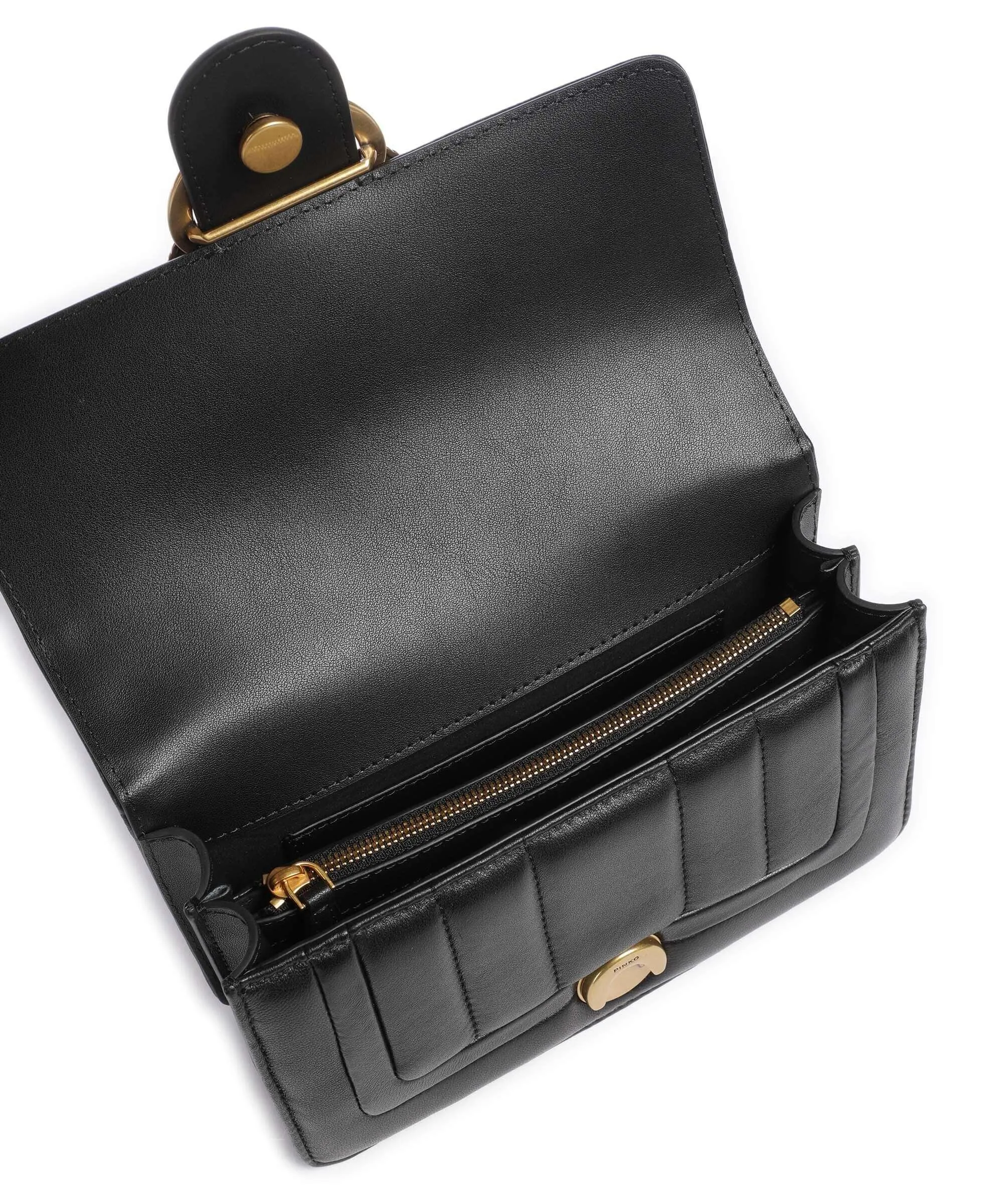 Pinko Love One Mini Borsa a tracolla pelle di pecora nero  