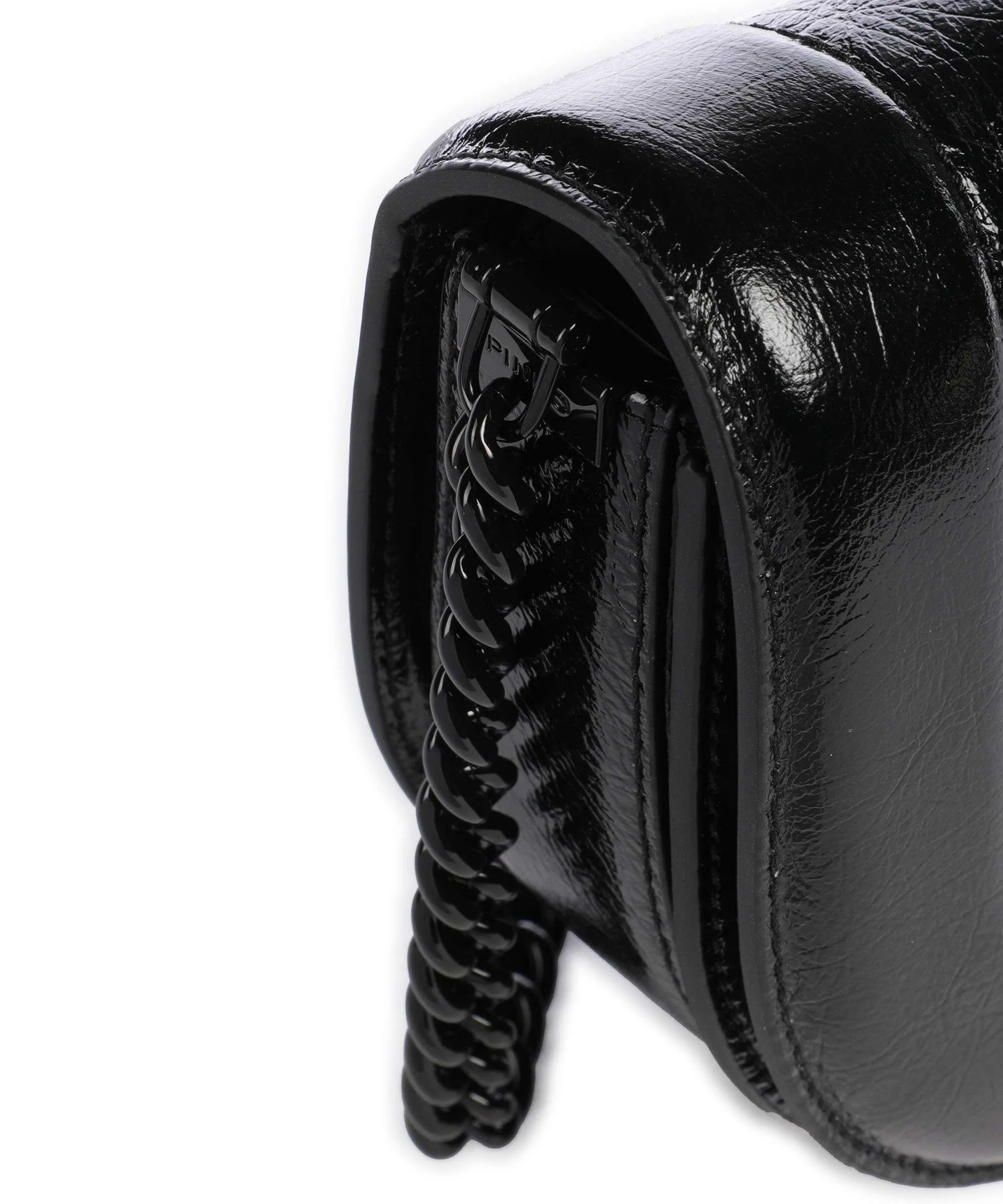  Pinko Love Round Click Mini Borsa a tracolla pelle di vacchetta finemente grana nero  