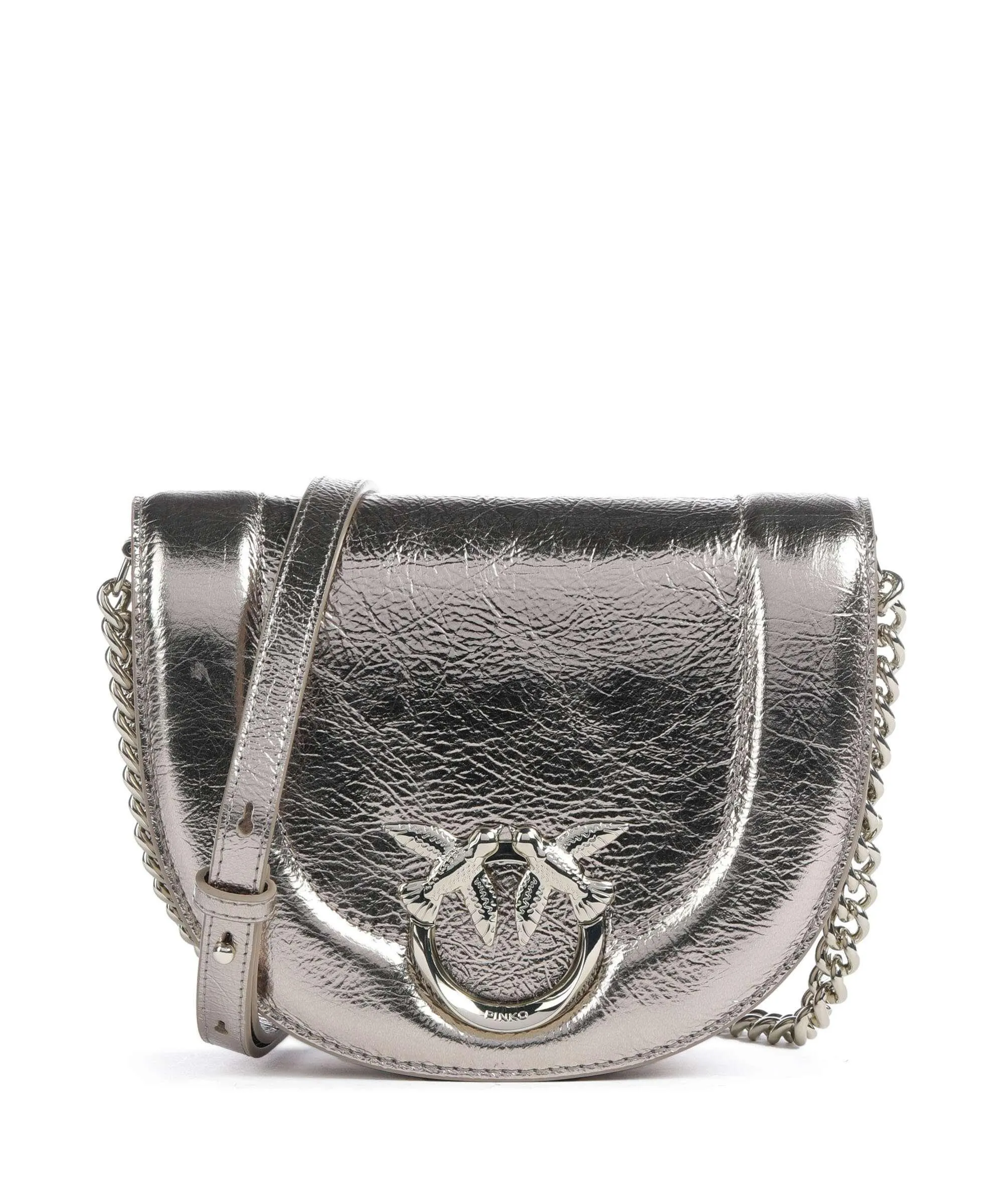  Pinko Love Round Click Mini Borsa a tracolla pelle di vacchetta finemente grana oro  