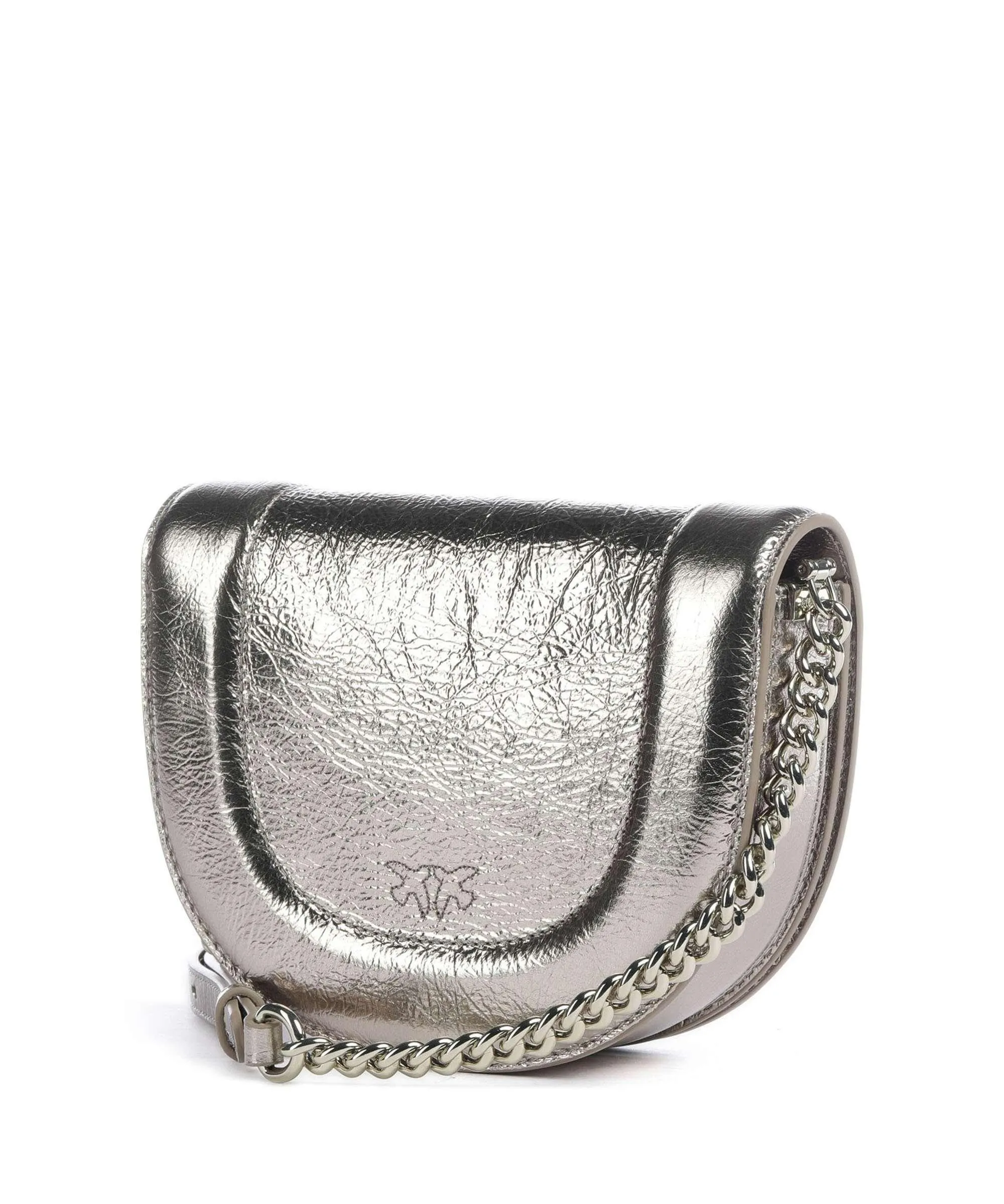  Pinko Love Round Click Mini Borsa a tracolla pelle di vacchetta finemente grana oro  