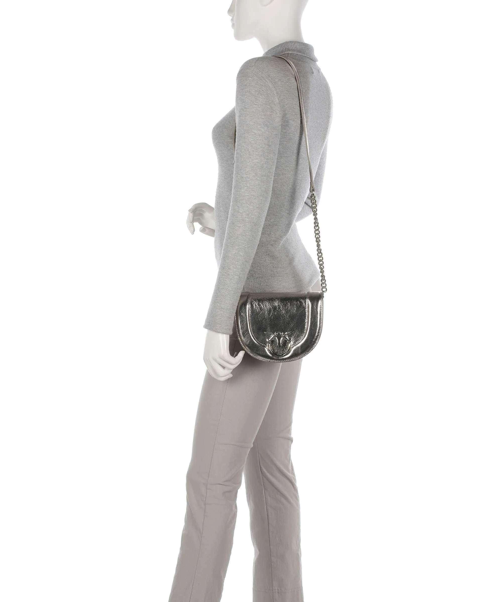  Pinko Love Round Click Mini Borsa a tracolla pelle di vacchetta finemente grana oro  