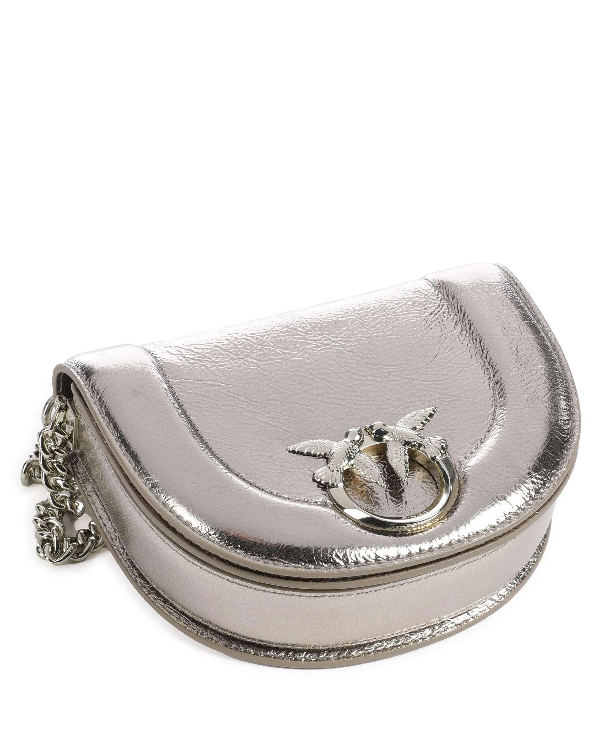  Pinko Love Round Click Mini Borsa a tracolla pelle di vacchetta finemente grana oro  