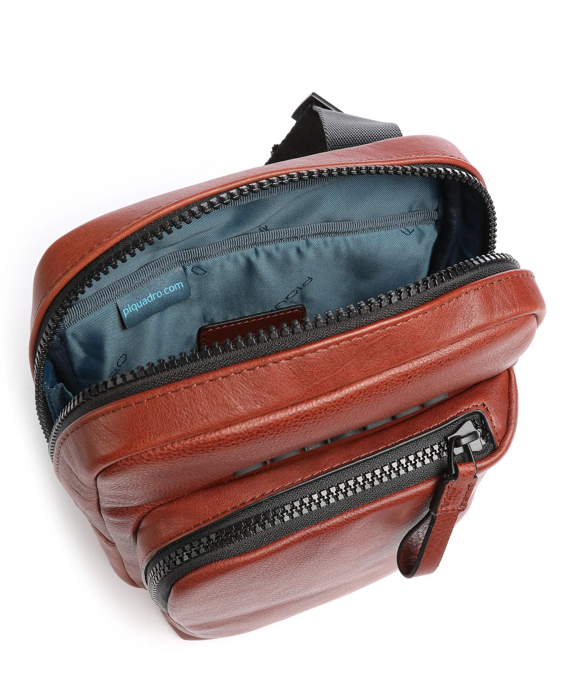 Piquadro Harper Borsa a tracolla pelle a grana fine tabacco  