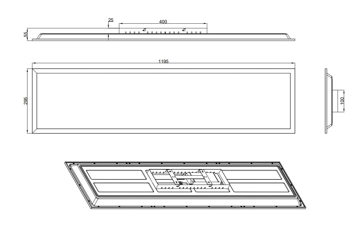 Plafoniera Applique Rettangolare Bordo Nero Led 31w CCT RGBW Beta con Telecomando Trio Lighting