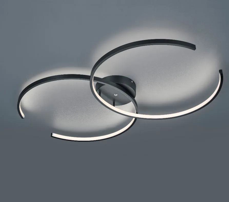 Plafoniera Cerchi Led RGB Citizen Nero Smart Control Trio Lighting