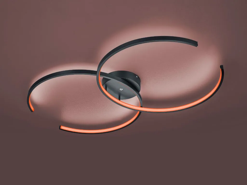 Plafoniera Cerchi Led RGB Citizen Nero Smart Control Trio Lighting