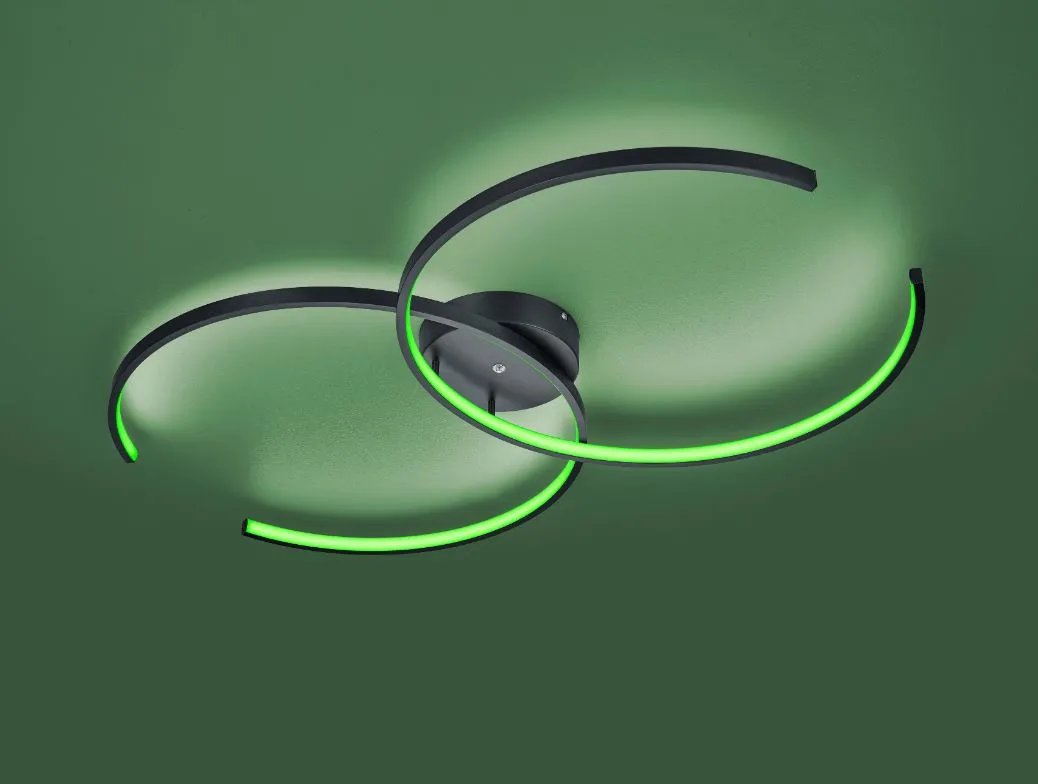 Plafoniera Cerchi Led RGB Citizen Nero Smart Control Trio Lighting