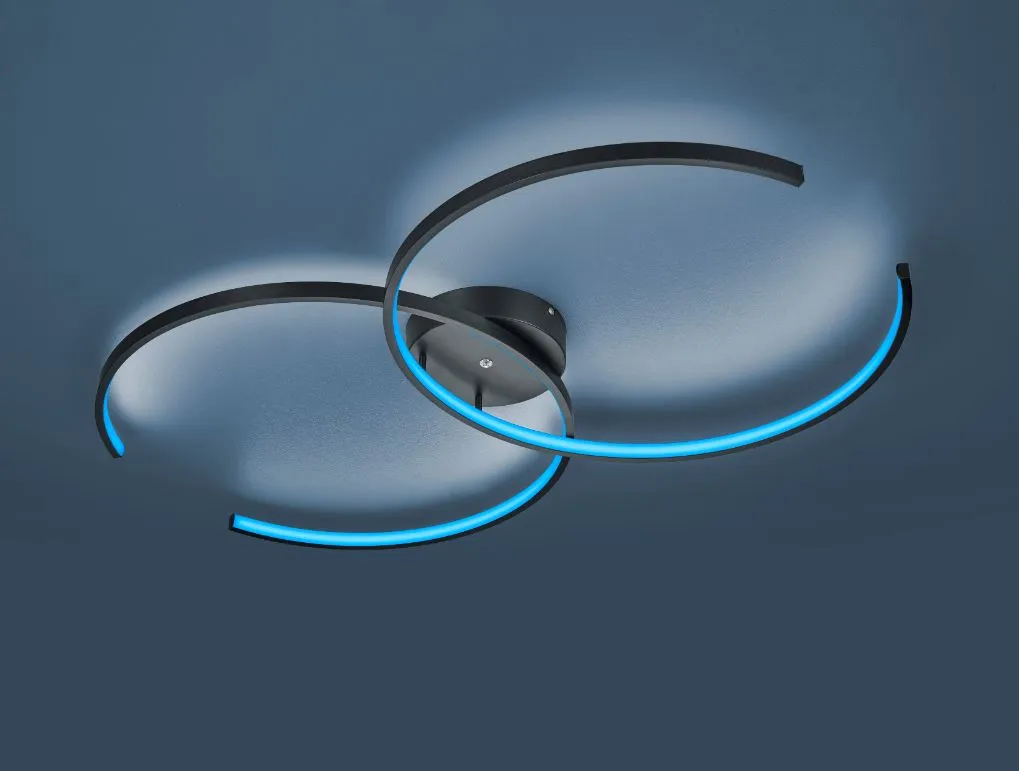 Plafoniera Cerchi Led RGB Citizen Nero Smart Control Trio Lighting