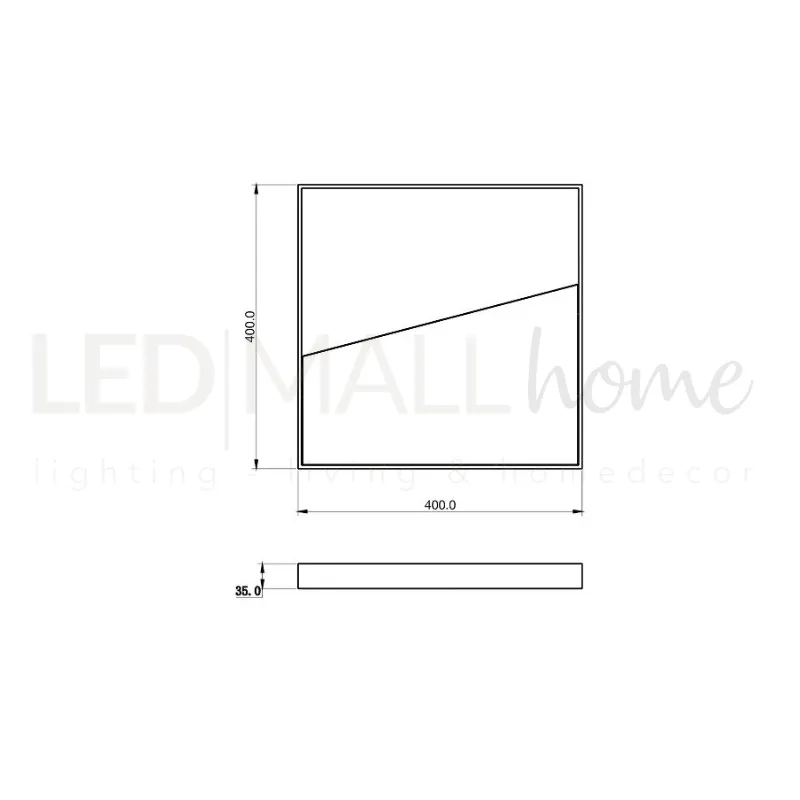 Plafoniera Led cct Quadrata Bianca E Oro 10W 1200Lm 40X40X3,5Cm
