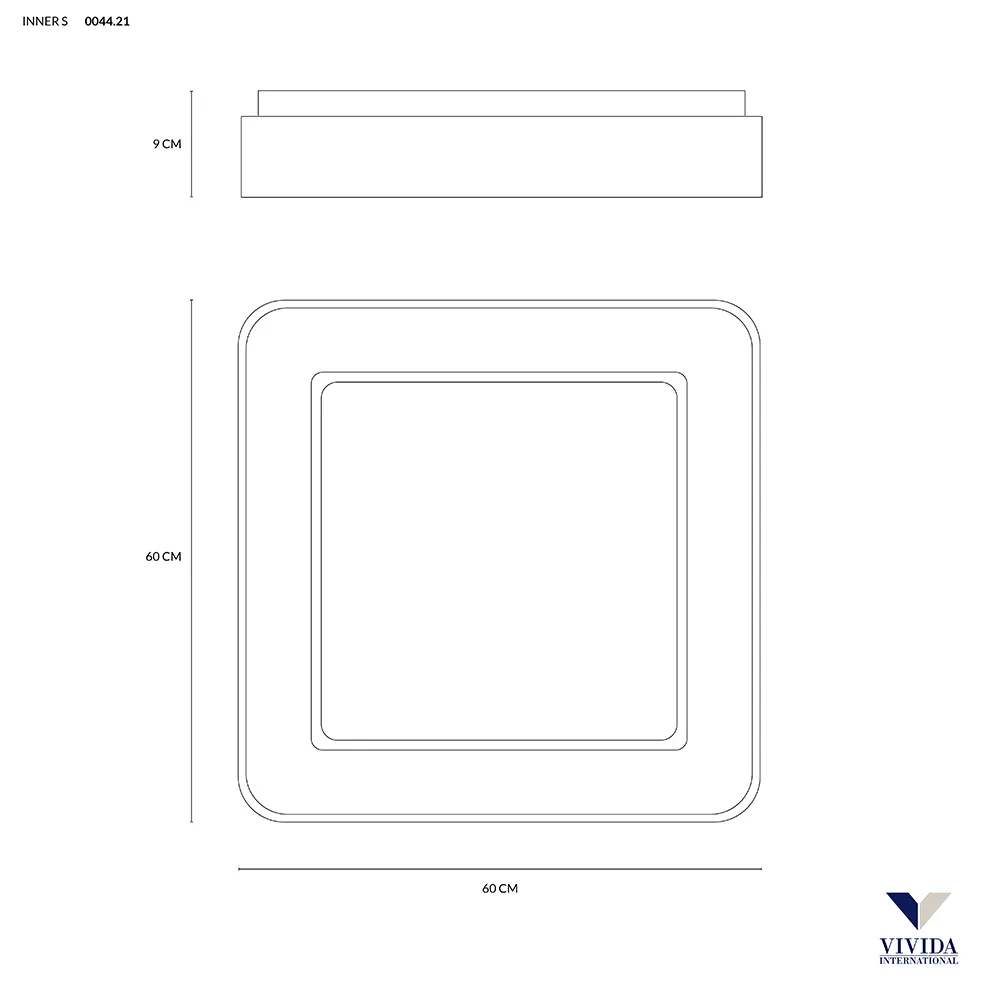 Plafoniera Quadrata Inner-S Vivida Led Dimmerabile 50w 3000k 4000k