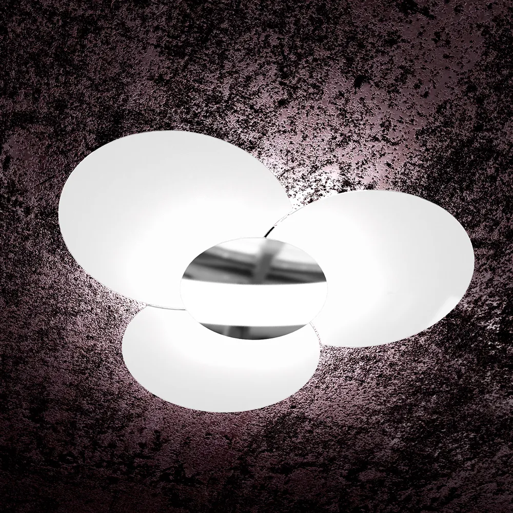Plafoniera TOP LIGHT – CLOVER Vetro Metallo Cromo D. 100