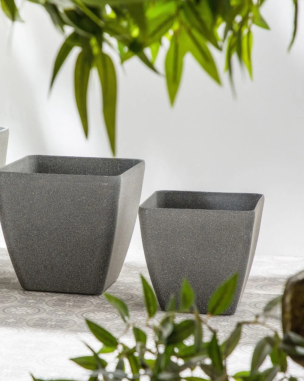 Plant Pot ZELI Stone 34 cm Dark Grey