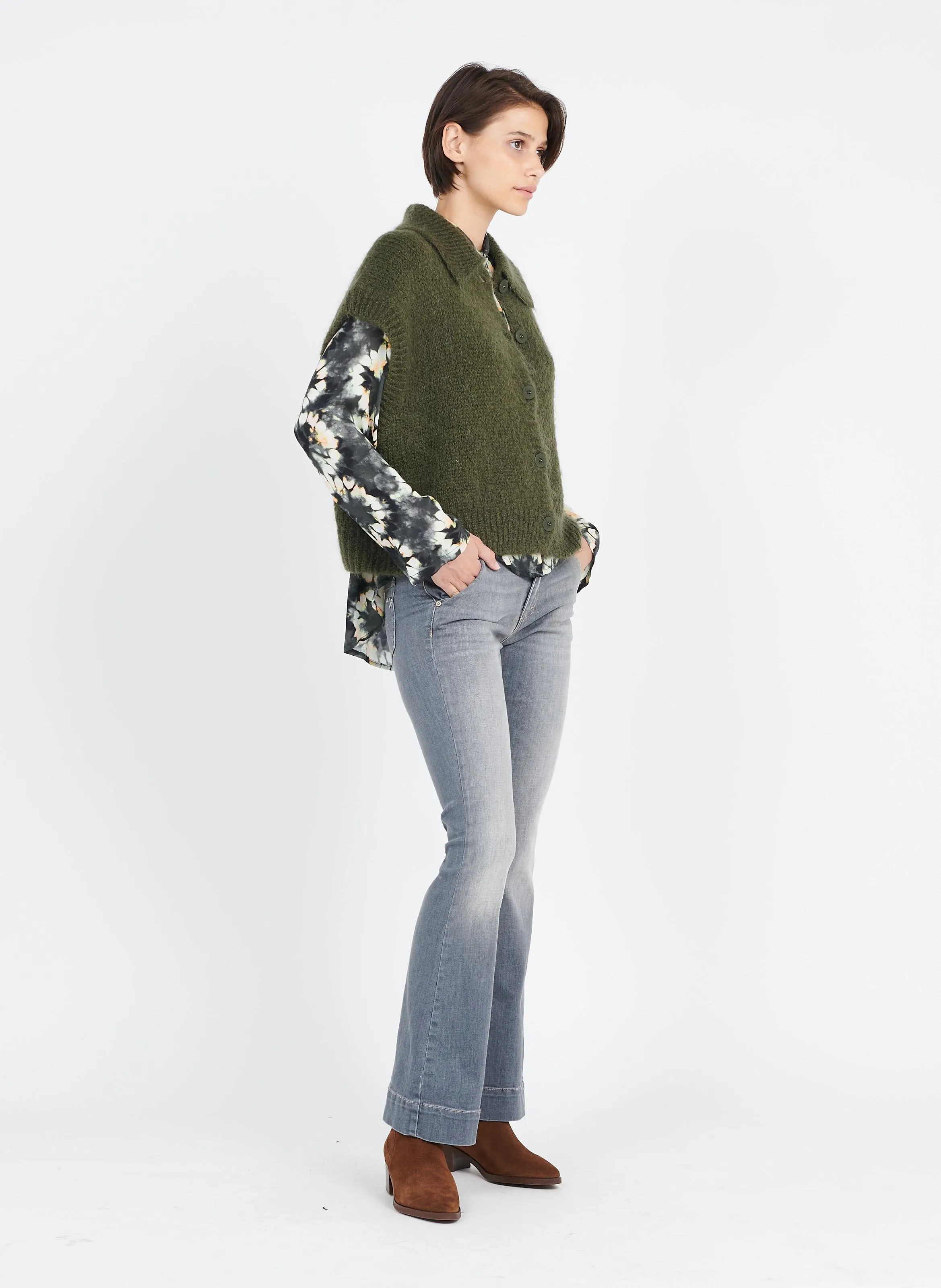 PLEASE   Camicia collo classico con stampa tie and dye | Nero