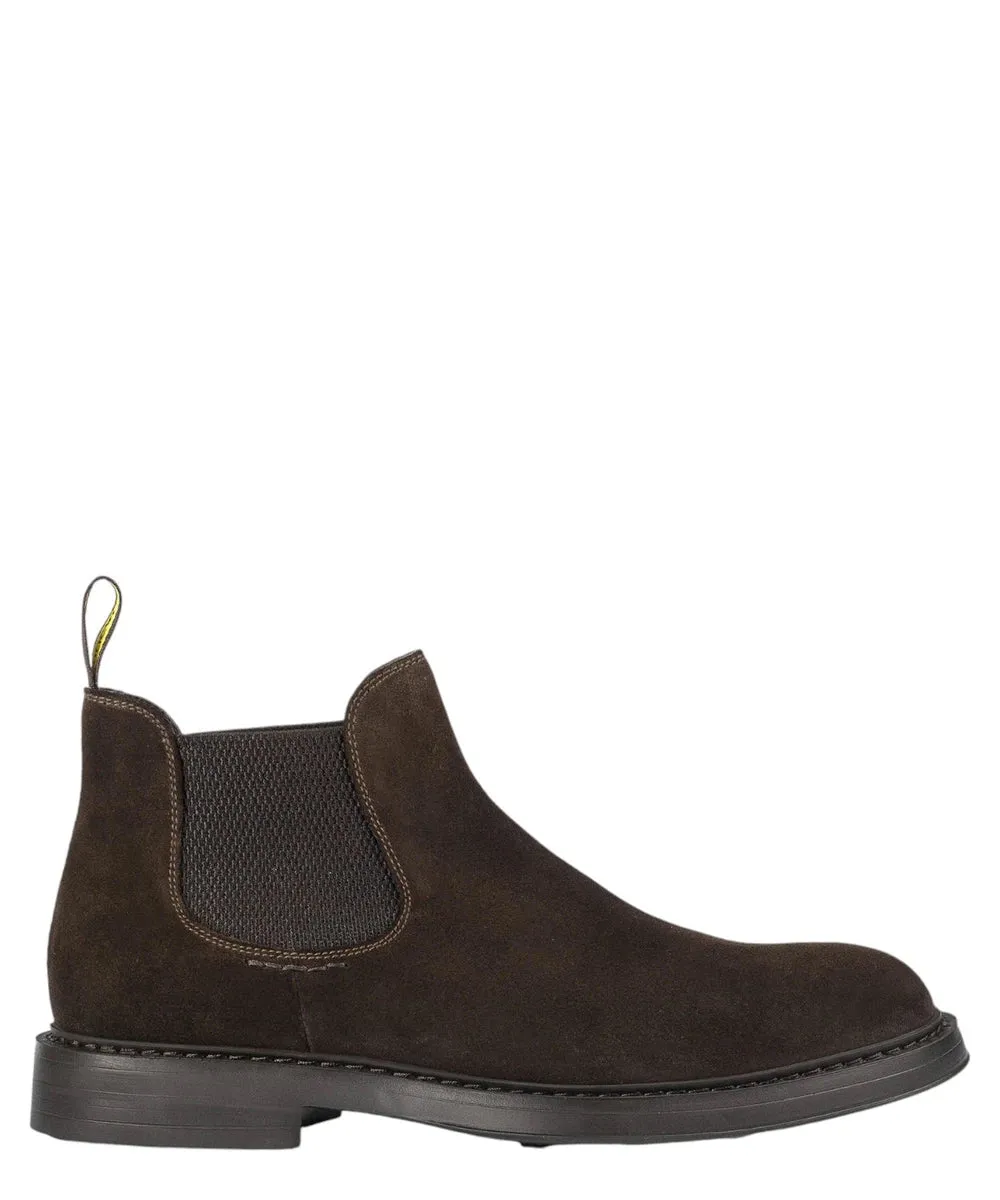 Polacchino Chelsea in suede marrone con elastici