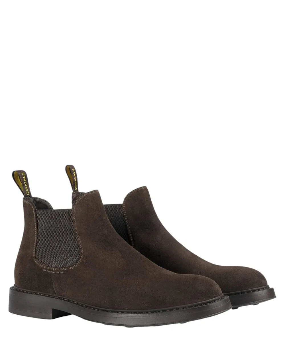 Polacchino Chelsea in suede marrone con elastici