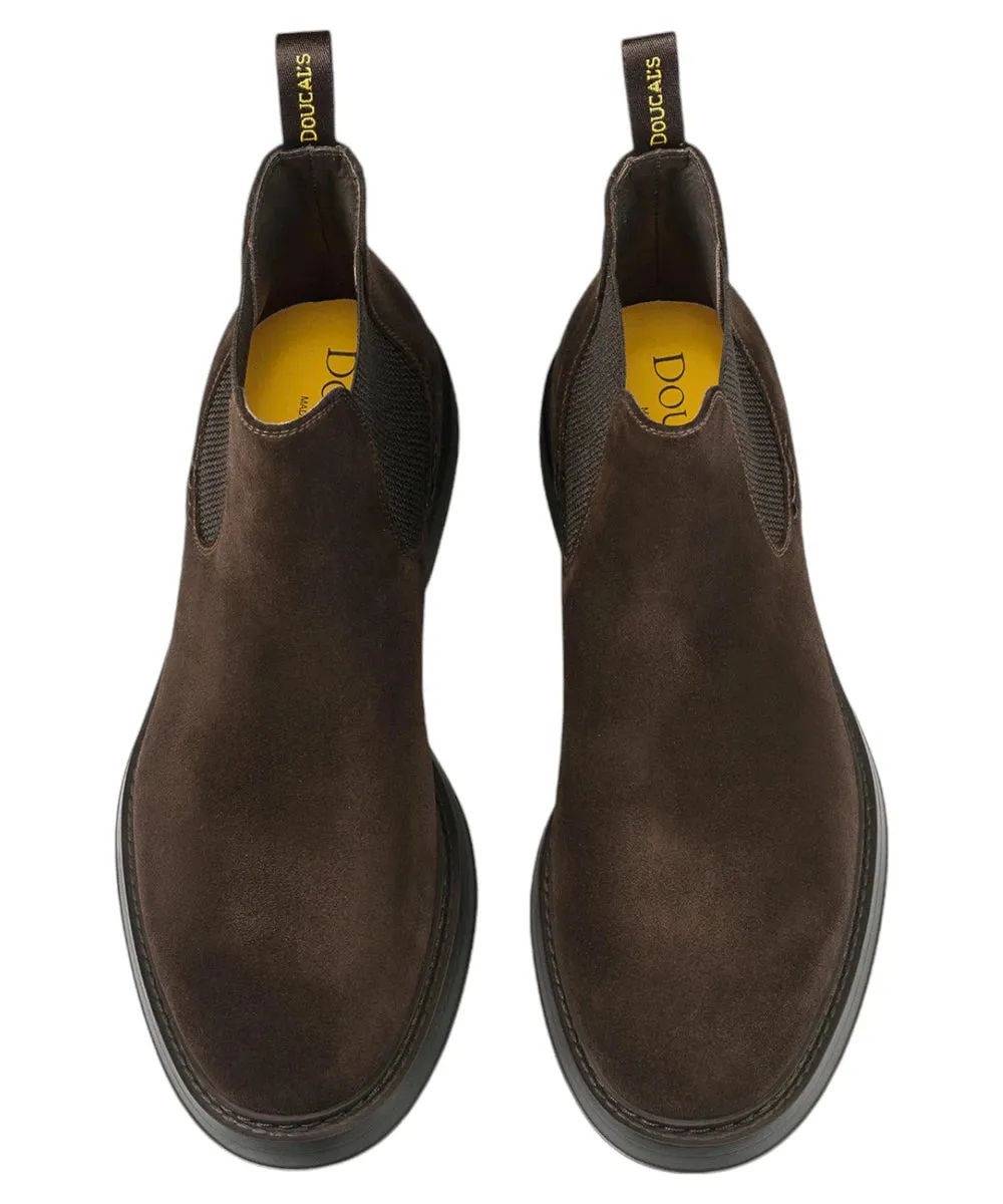 Polacchino Chelsea in suede marrone con elastici