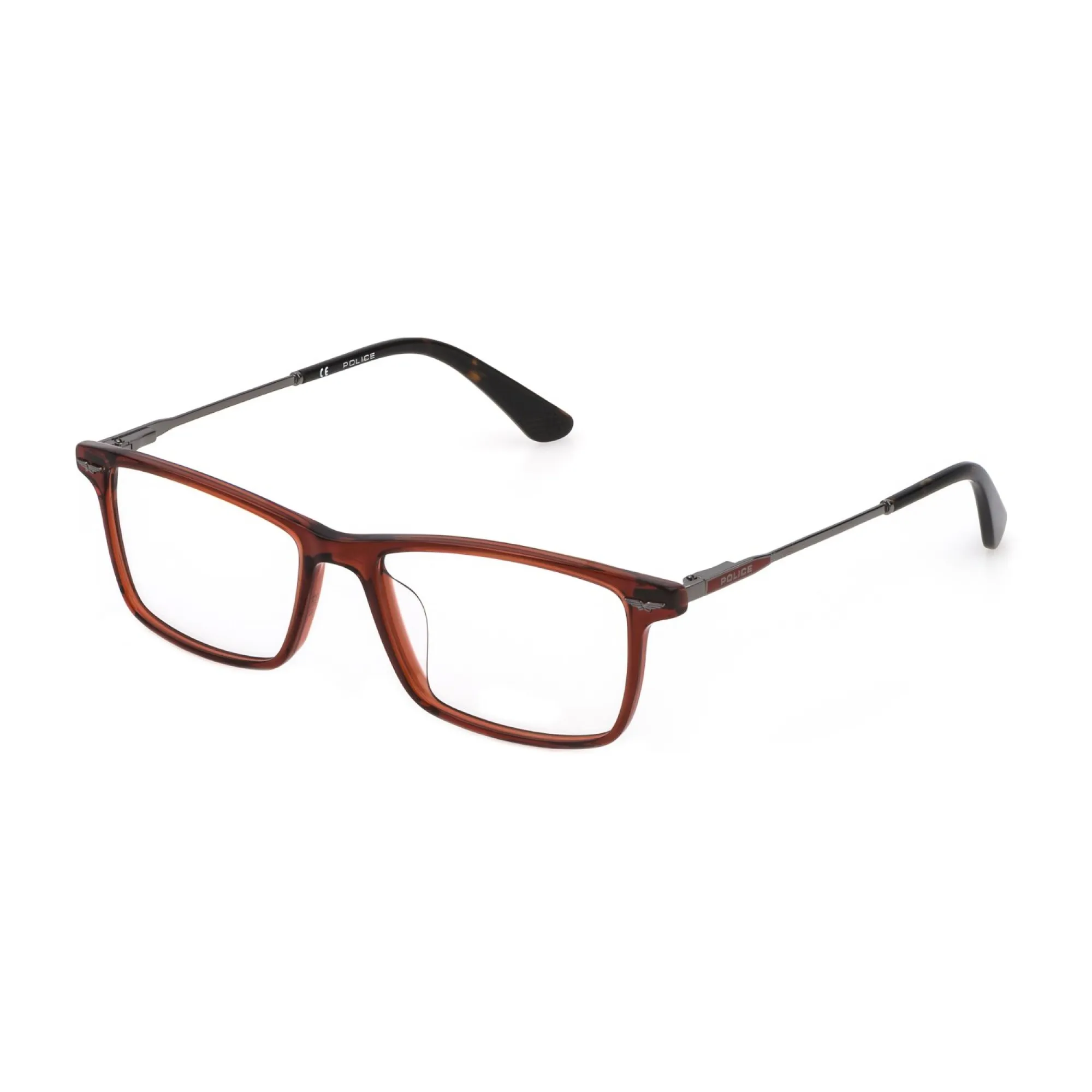   Police VPLD92 - 0999 Rosso Trasparente Lucido | Occhiale Da Vista Uomo 