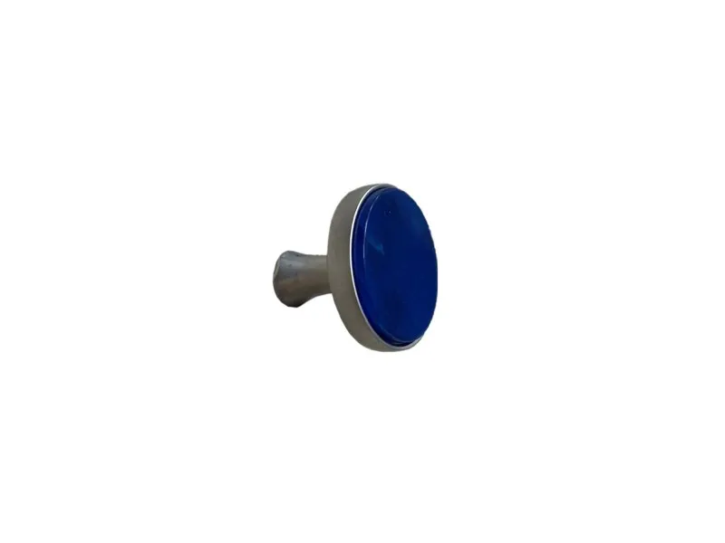 Pomolo in plastica e zama 31x31x27 mm blu sfumato e argento
