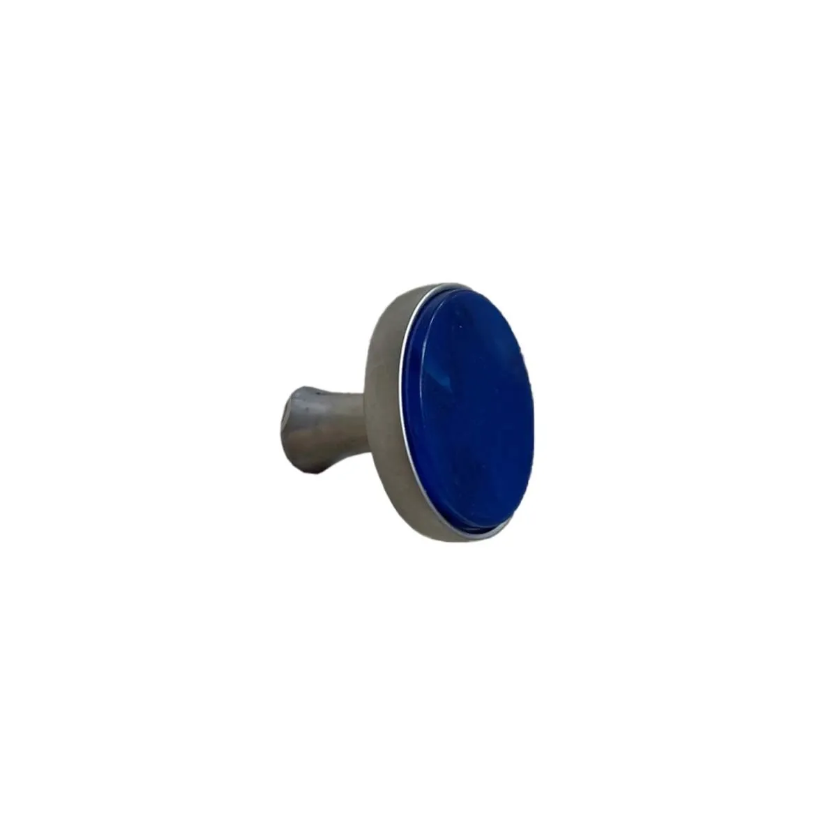 Pomolo in plastica e zama 31x31x27 mm blu sfumato e argento