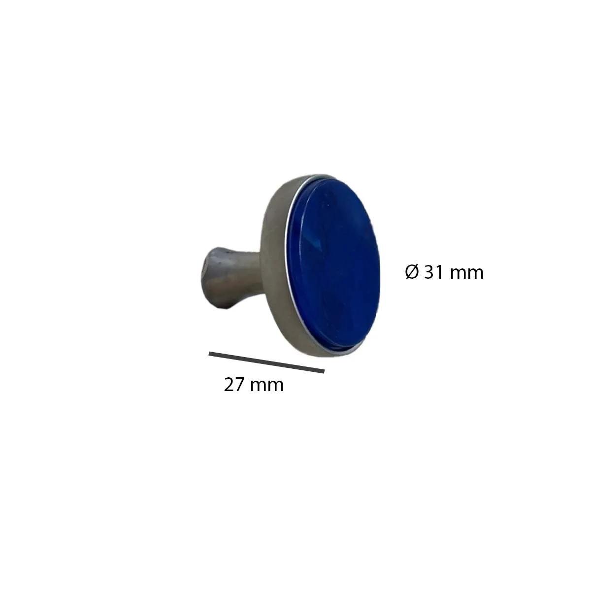 Pomolo in plastica e zama 31x31x27 mm blu sfumato e argento