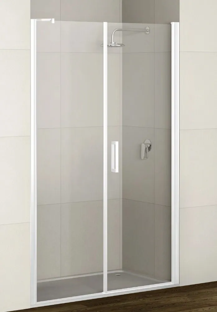 Porta battente dx con fisso doccia Real 96/99 cm argento