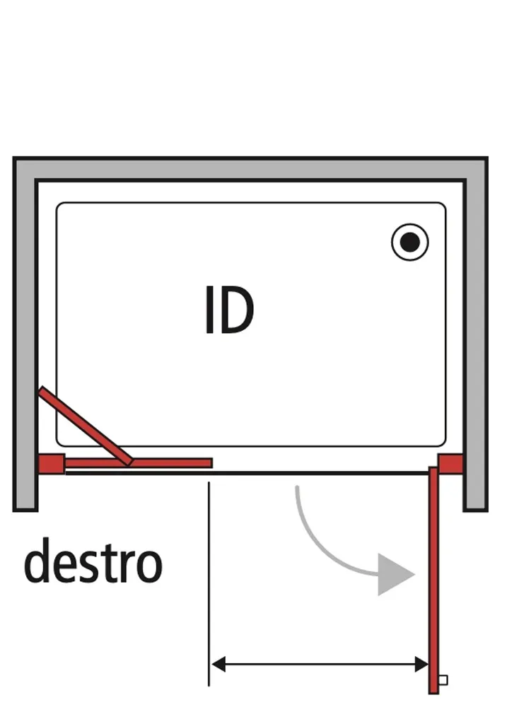 Porta battente dx con fisso doccia Real 96/99 cm argento