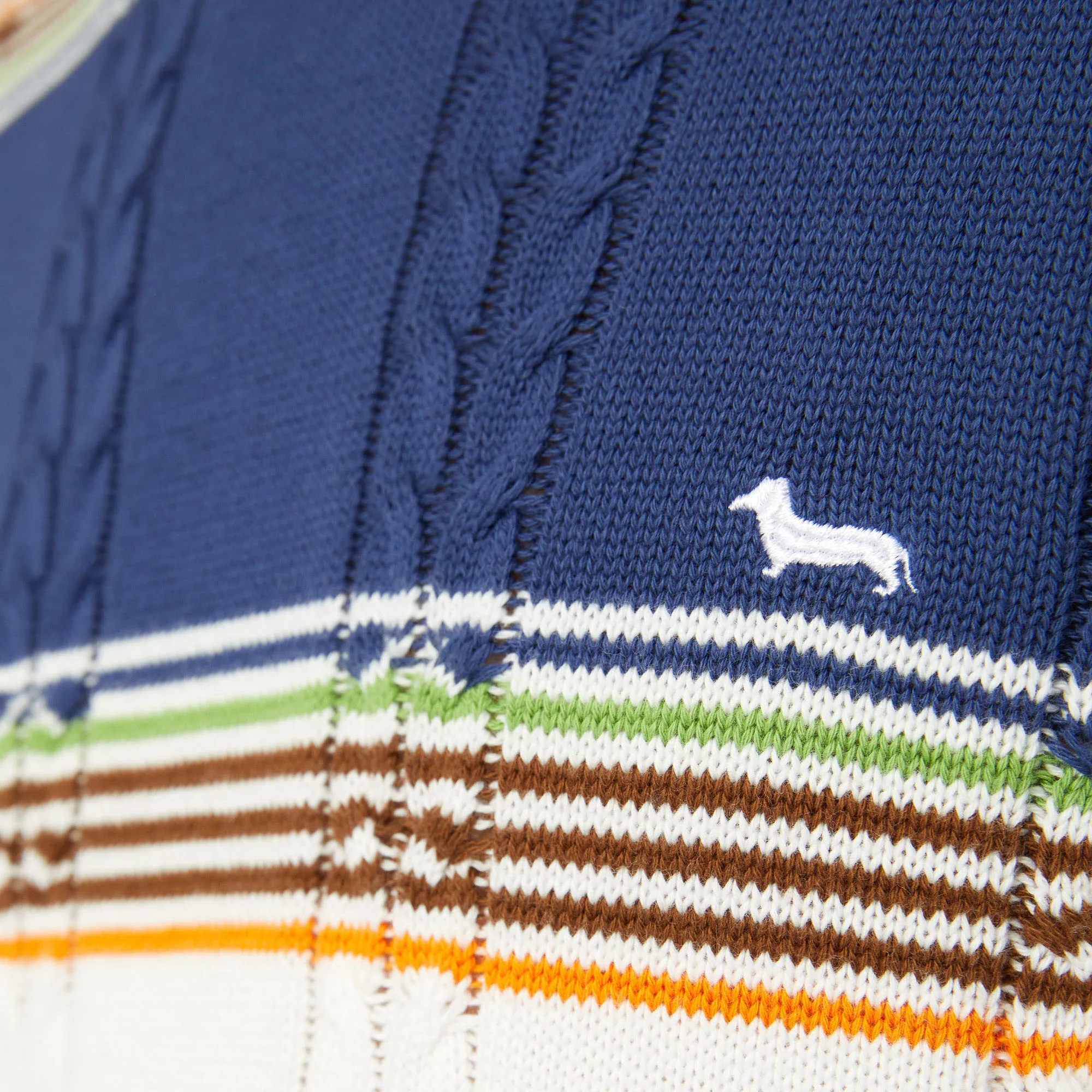 Pullover Girocollo In Cotone Organico A Righe E Trecce