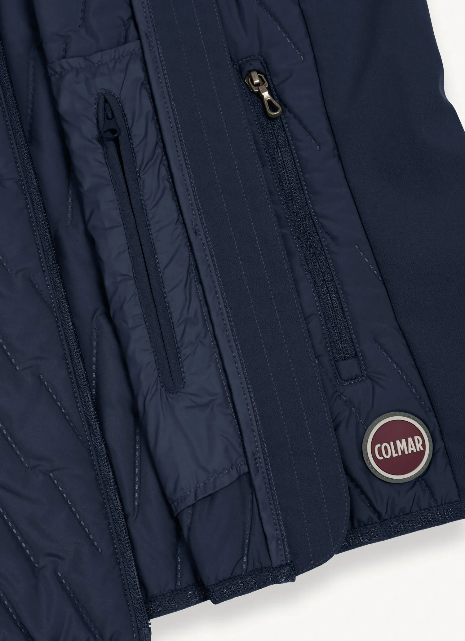 Quilted gilet with softshell inserts