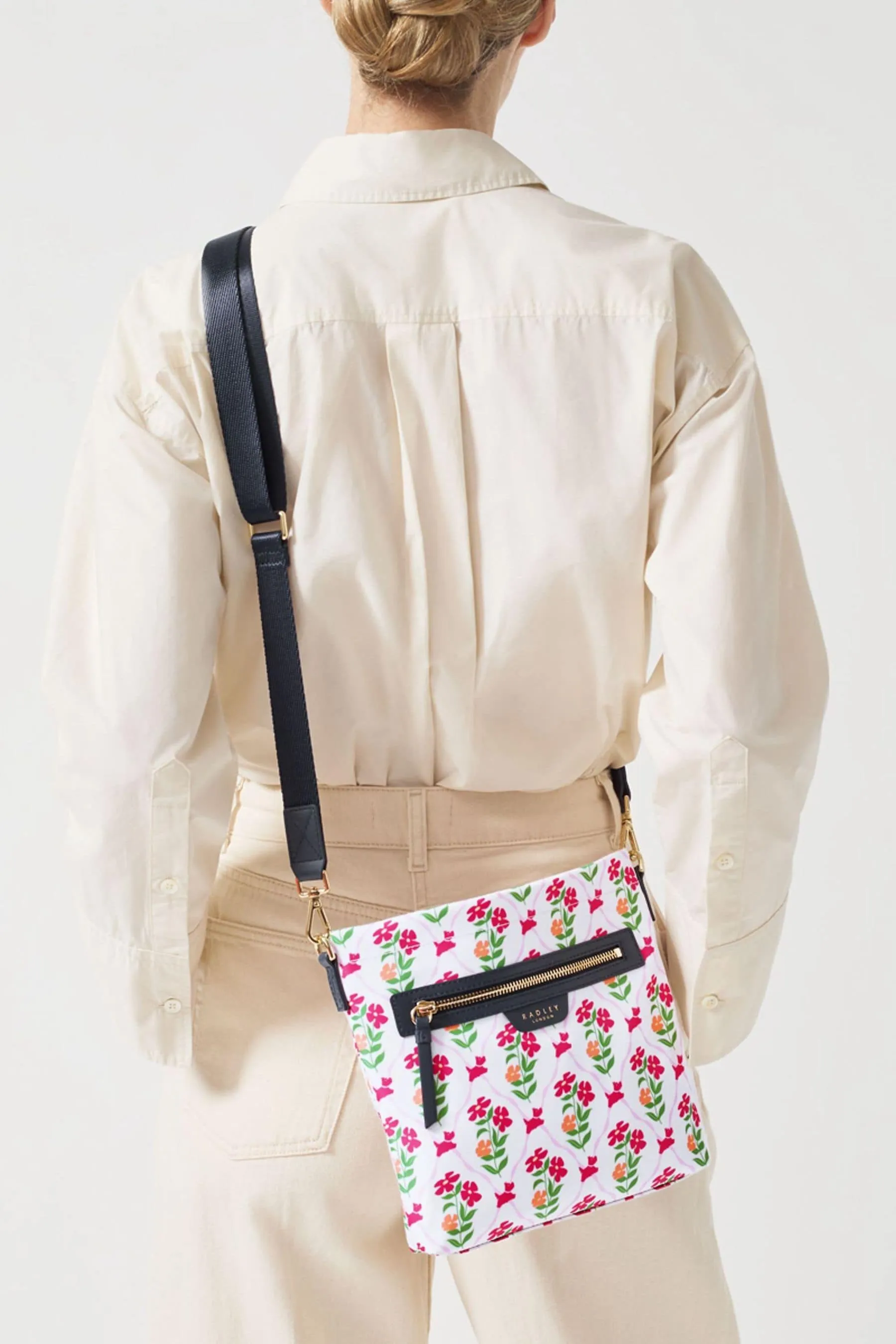 Radley London - Small Finsbury Park - Giostra Floreale - Bianco a tracolla con zip sulla parte superiore - Borsa