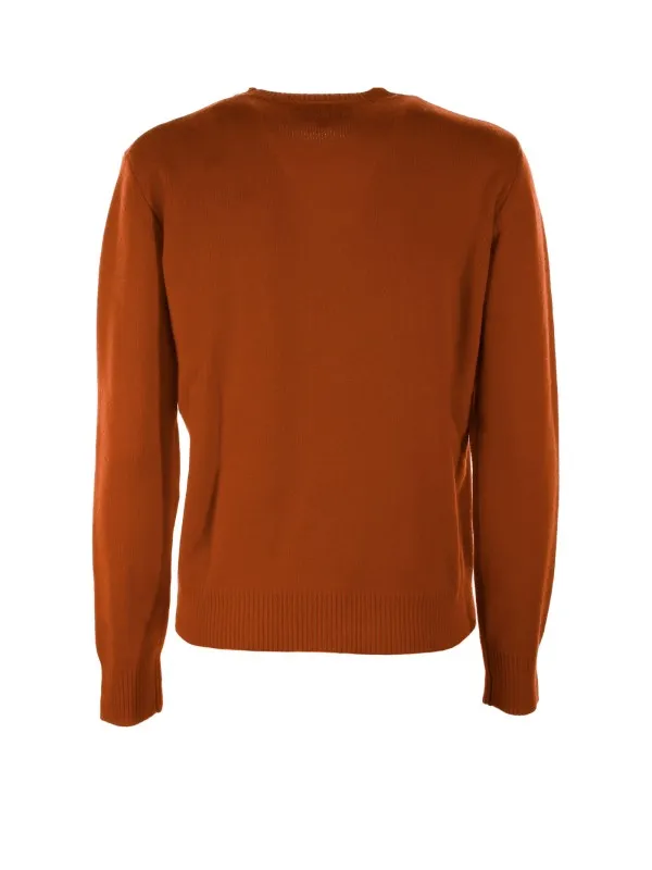 Red crewneck sweater with Christmas patches