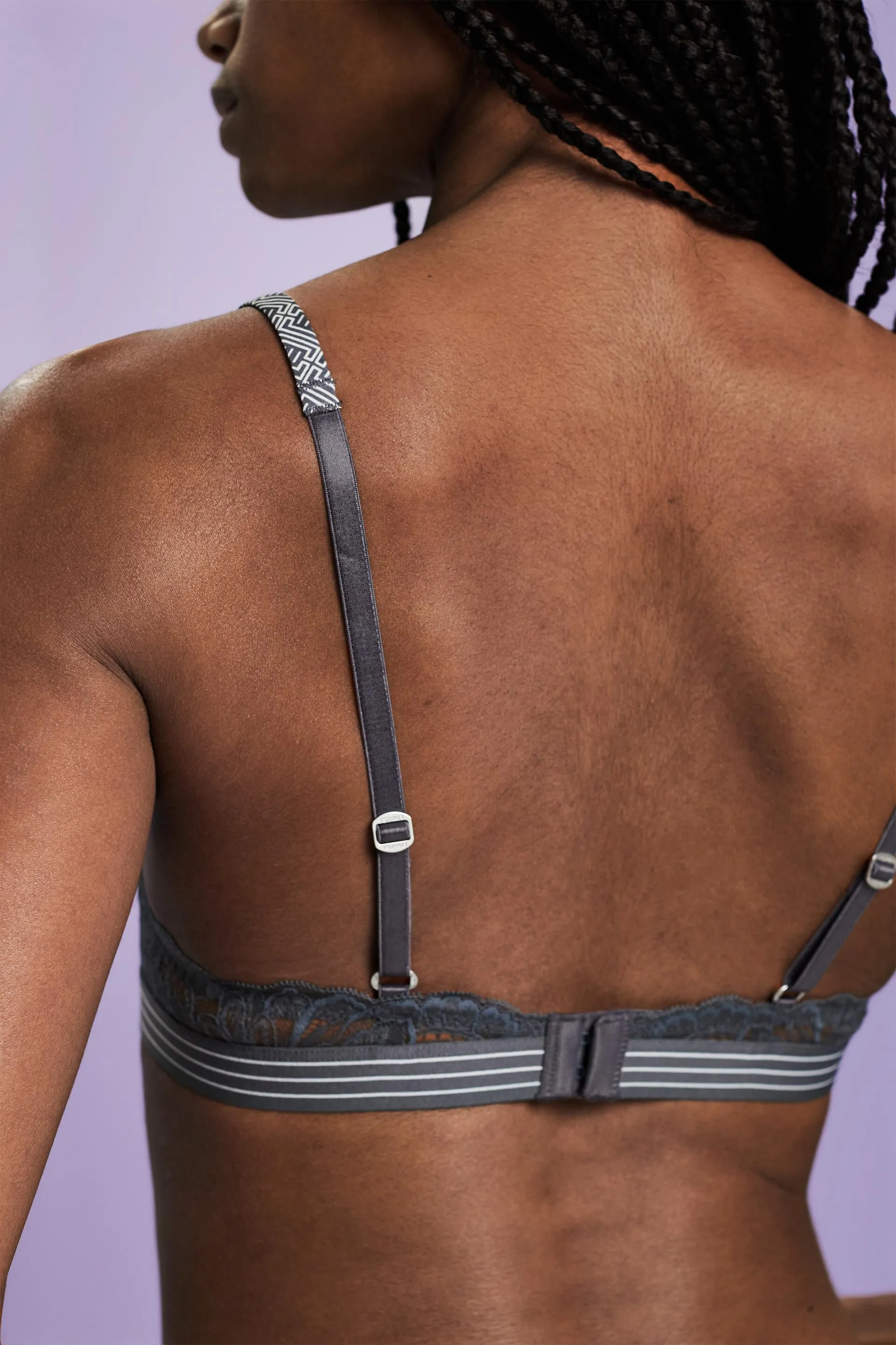 Reggiseno imbottito con stampa, pizzo e ferretto