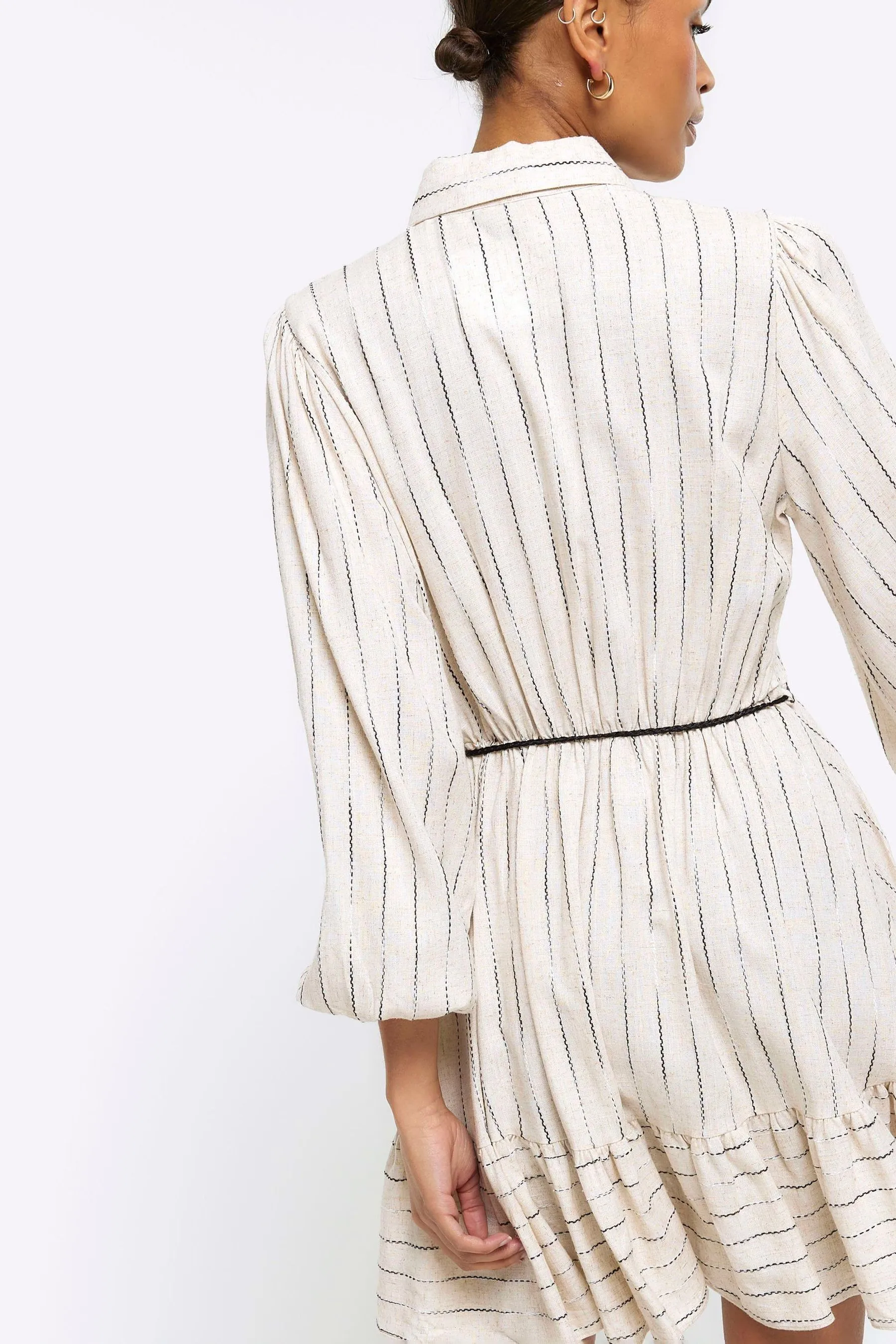 River Island Manica lunga Con cintura - Abito chemisier