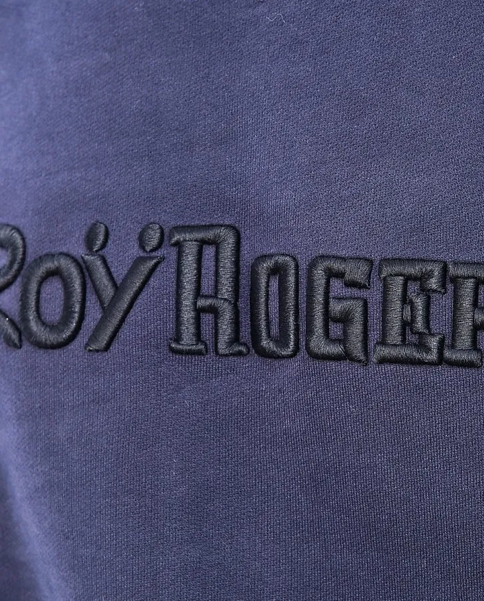 ROY ROGER'S Felpa Uomo Crew Neck A-ES Cotone Logo Ricamato Italy Blu 048 BLUE NAVY