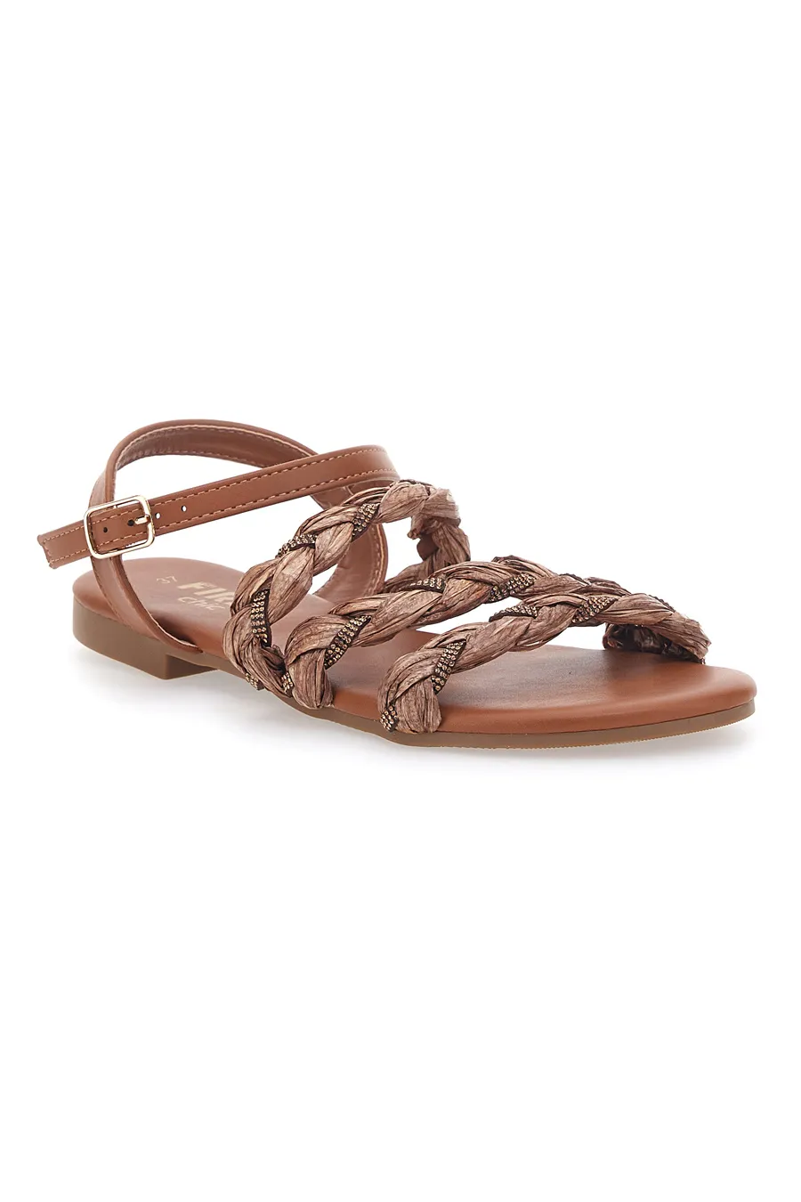 Sandali Cognac con Trecce The First Chic 003