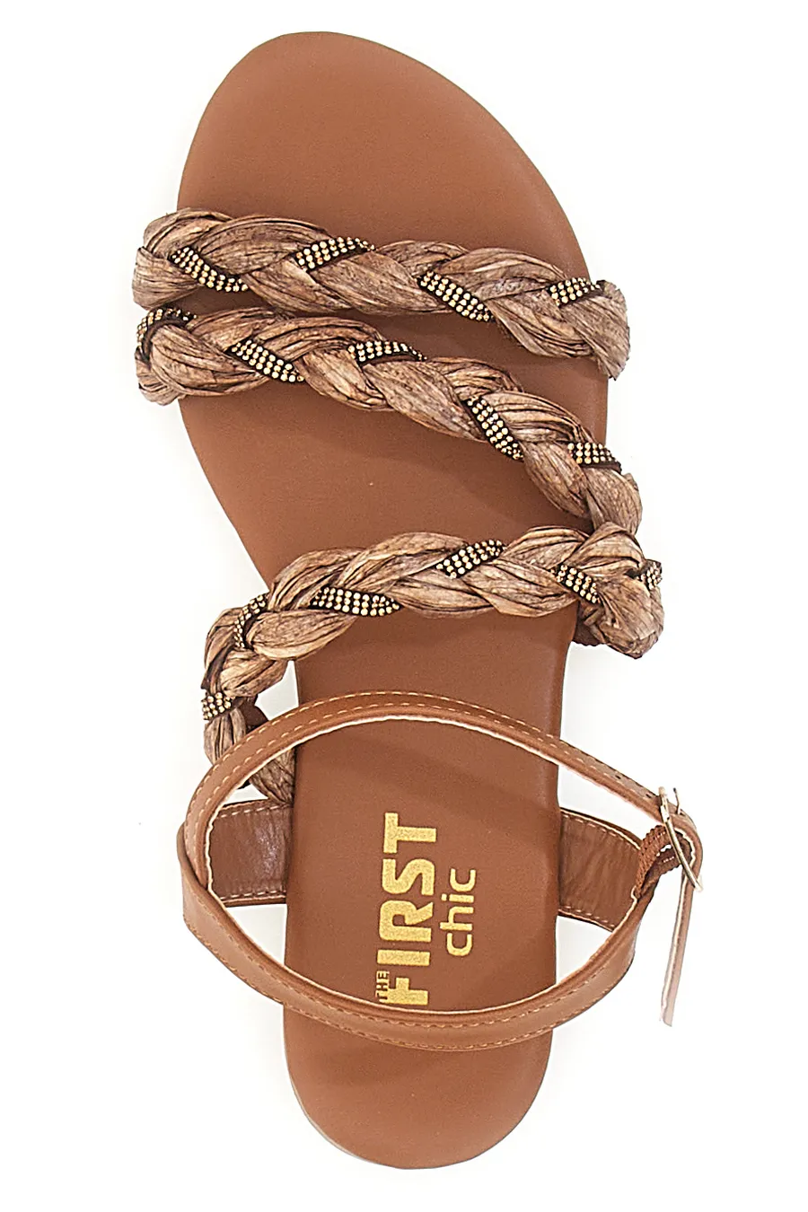 Sandali Cognac con Trecce The First Chic 003