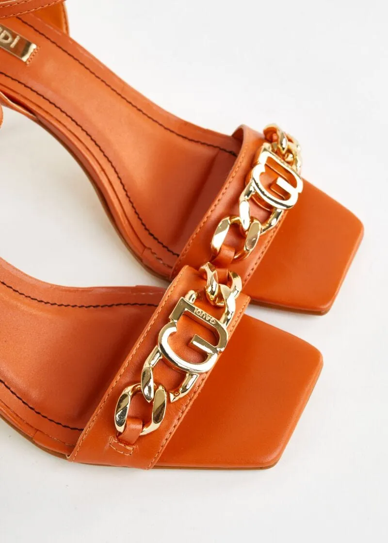 Sandali in nappa con catena e logo