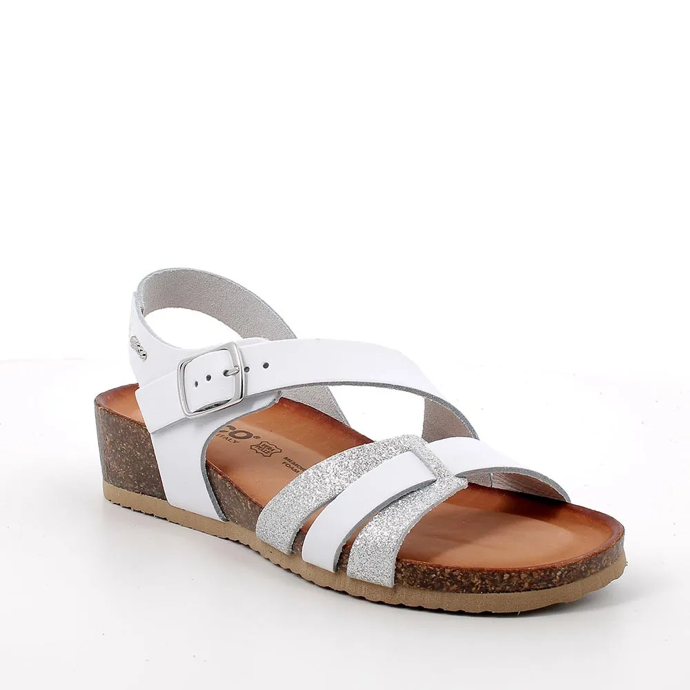 Sandali in pelle da donna bianco-argento