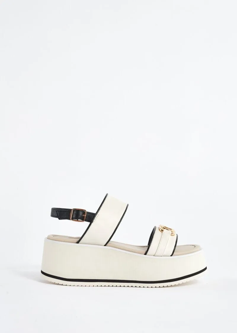 Sandali in similpelle con logo
