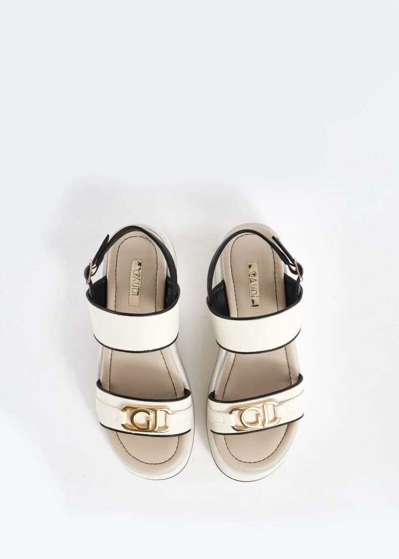 Sandali in similpelle con logo